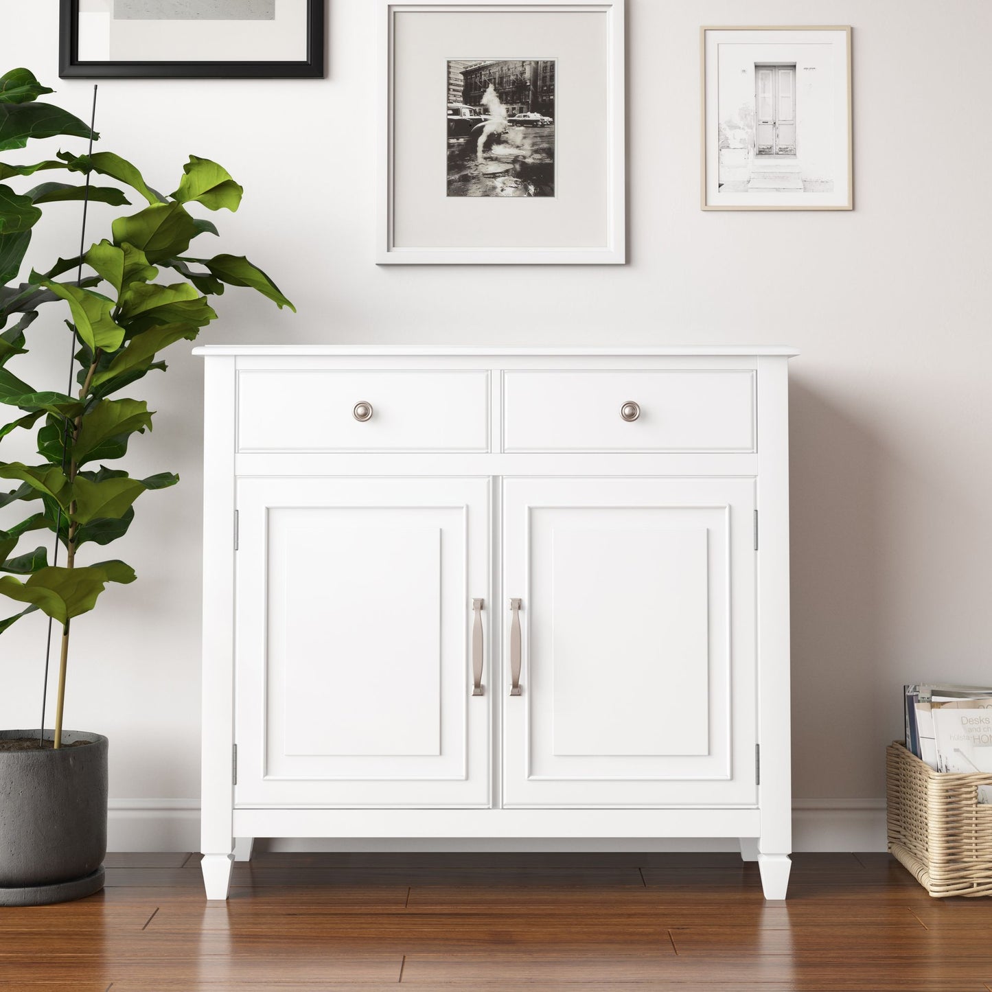 Connaught Solid Wood Entryway Storage Cabinet in White image 7