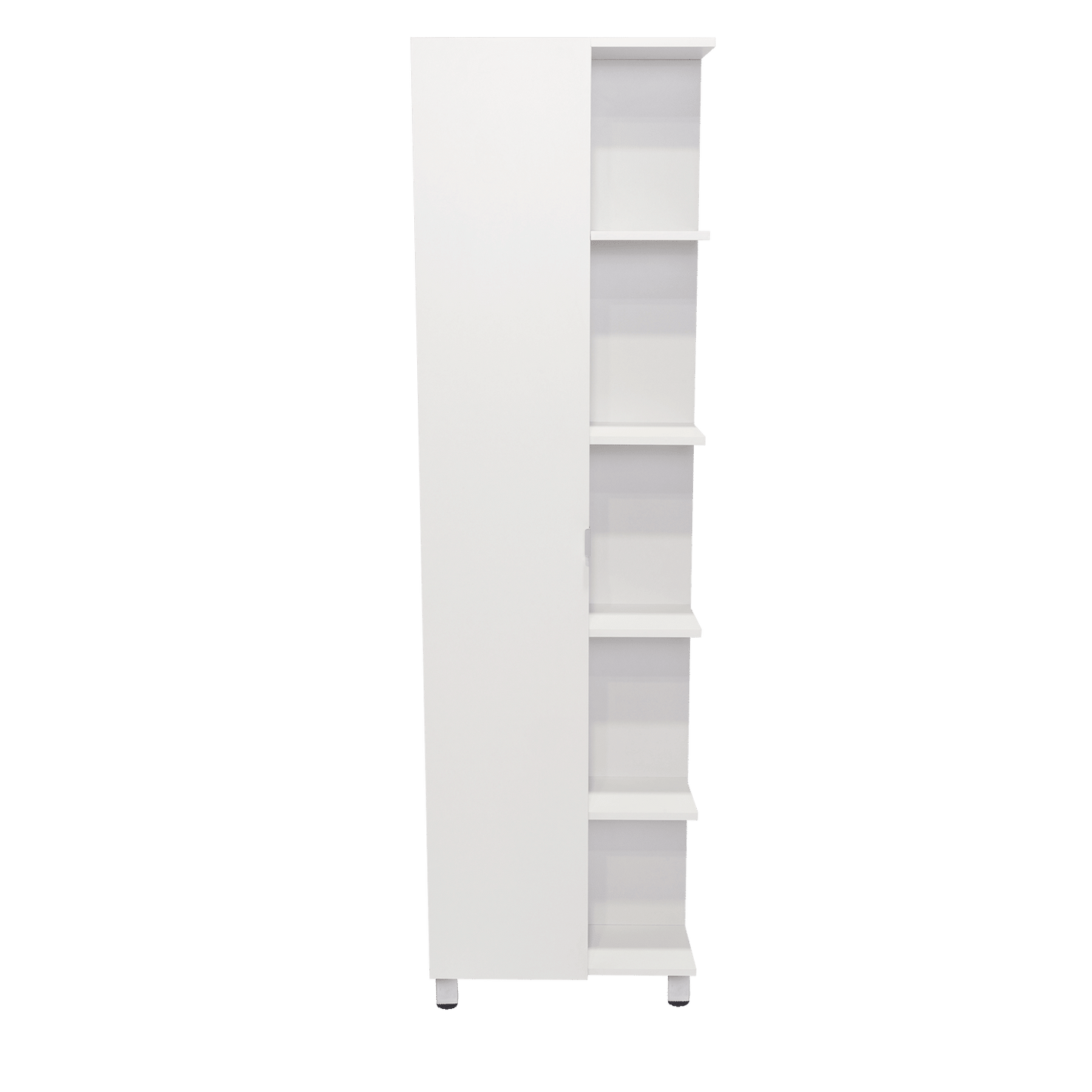 Corner Cabinet Womppi, Five Open Shelves, Single Door, White Finish image 14