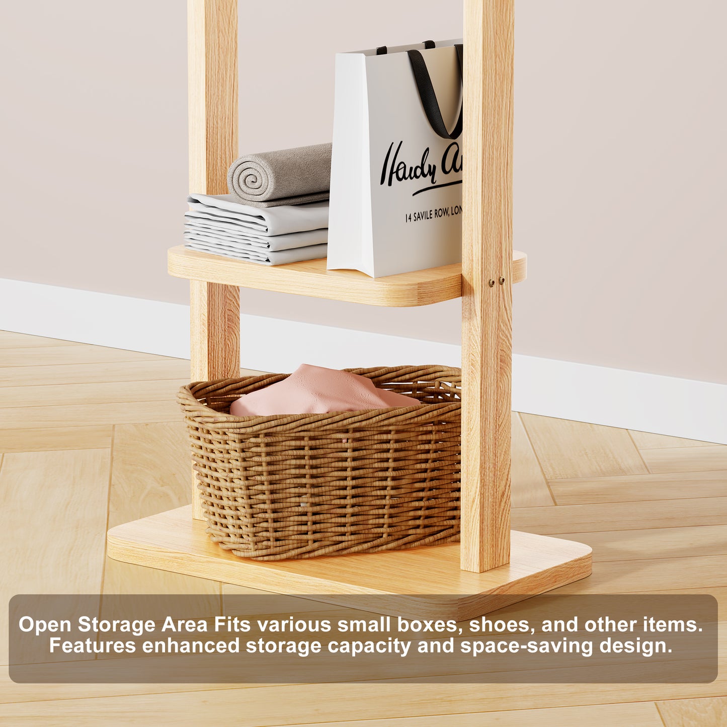 Coat Racks solid wood hanger 18.9* 11.8*71in Solid environmental protection easy to assemble beautiful can be placed in the bedroom/entrance/living room (wood color) image 12