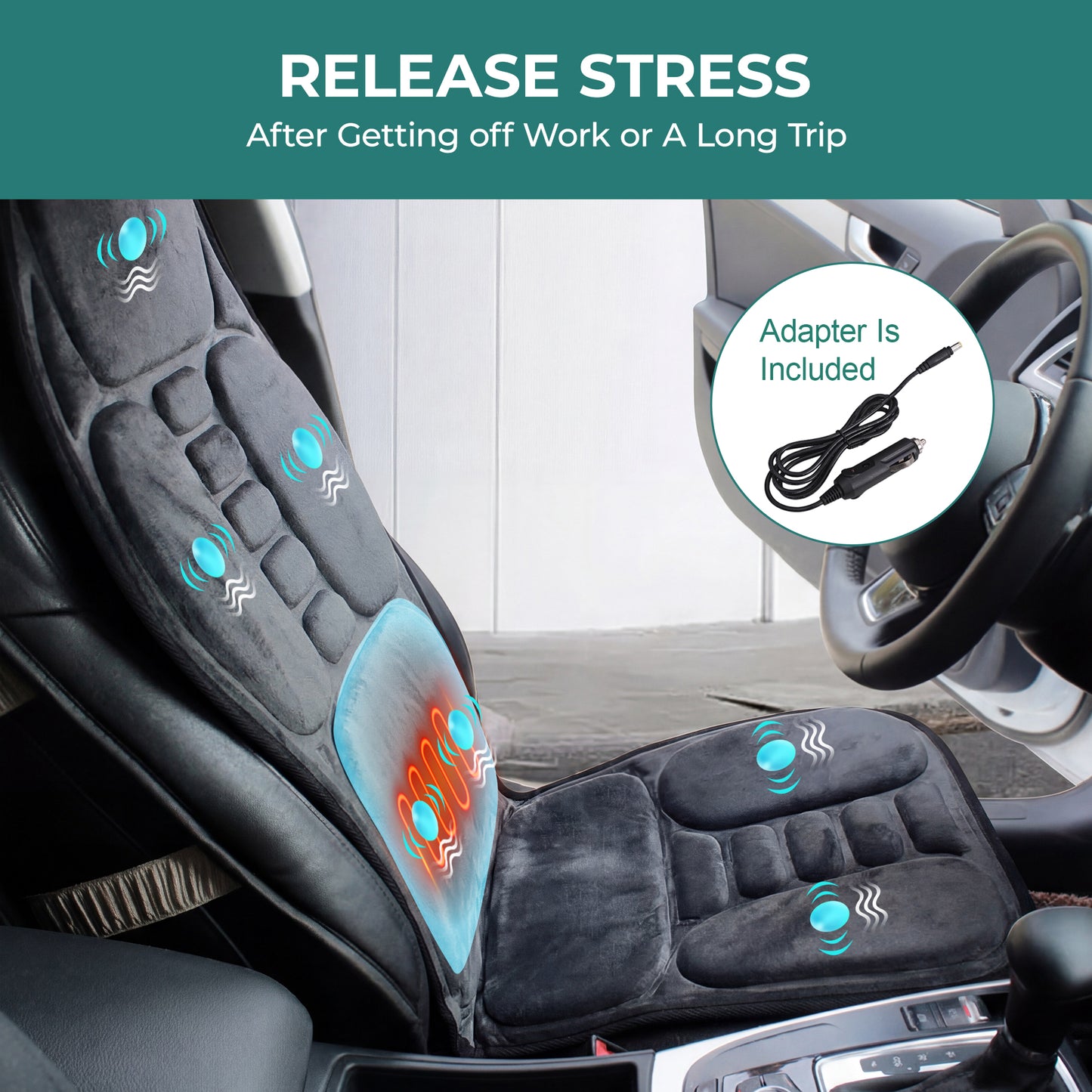 Back Massager with Heat - Massage Seat Cushion with 7 Motors, 3-Level Heat, 9 Modes & 9 Intensities,Massage Chair Pad for Home Office Car Use image 10