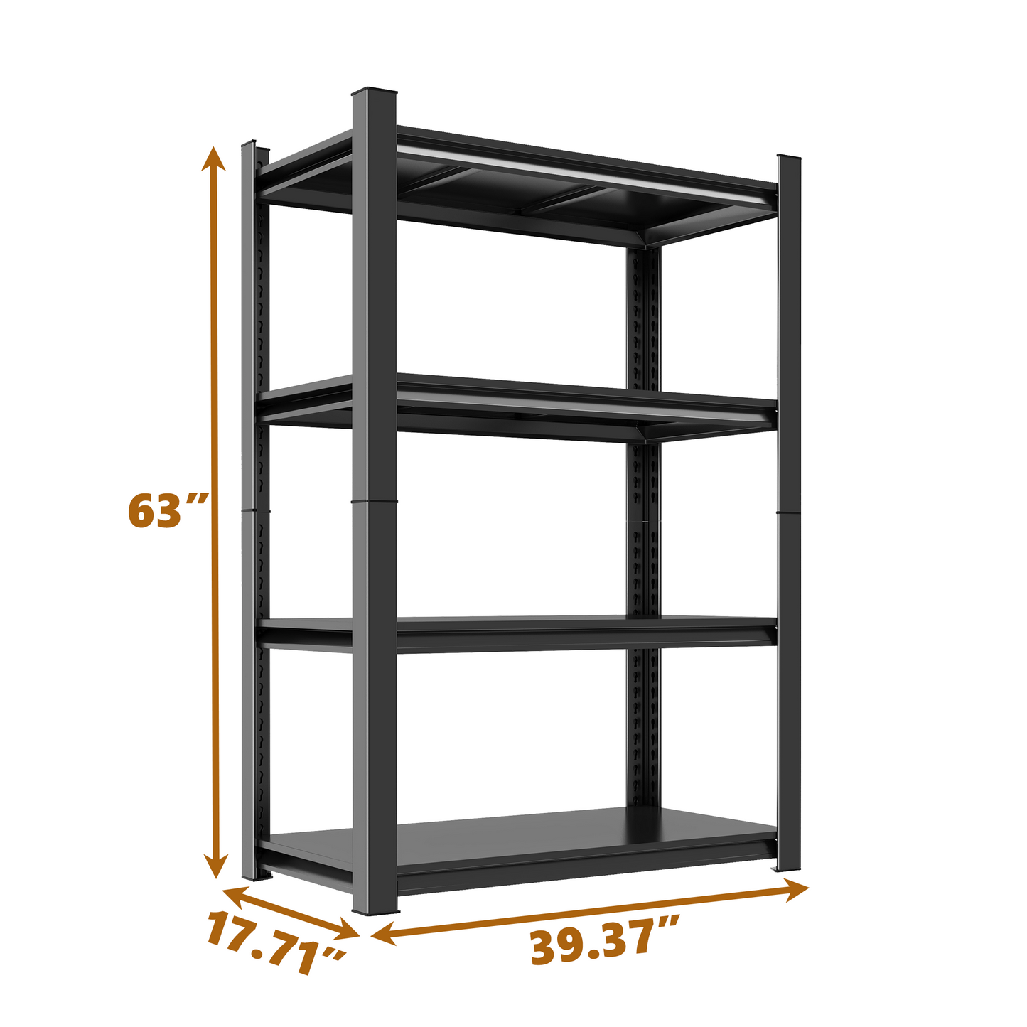 63-Inch Tall Metal Storage Shelf, 1200 LBS Weight Capacity, 4-Tier Adjustable Height Storage Rack, Black, Assembly Needed image 11
