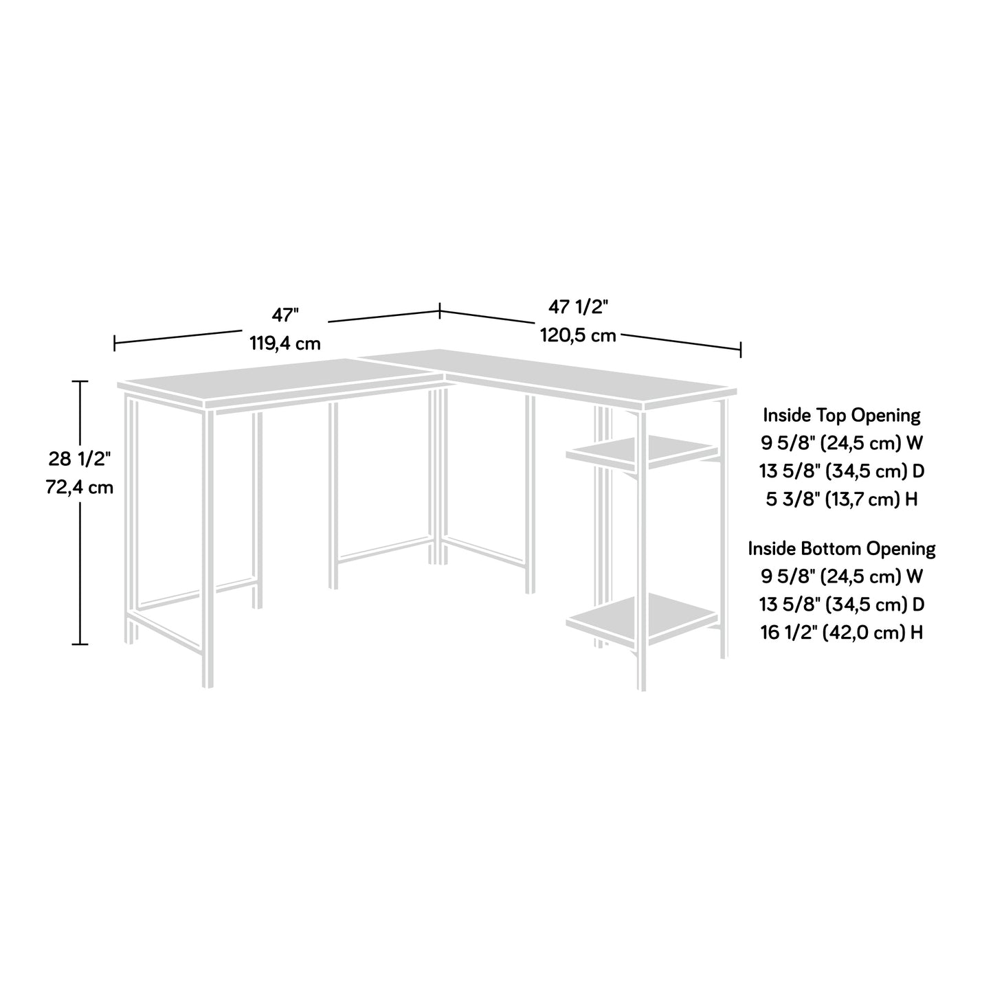 L-Shaped Desk with Rustic Style, Brown finish image 11