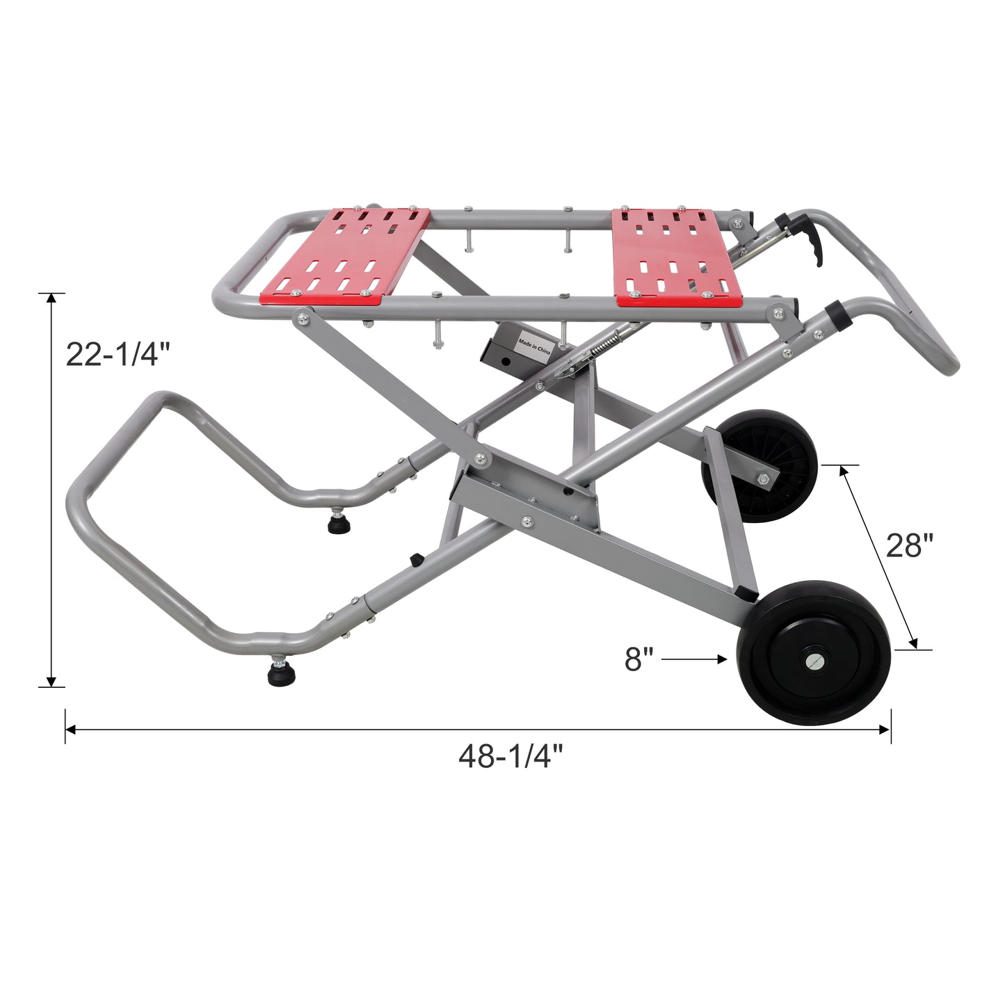 Rolling Foldable Table Saw Stand, Heavy Duty Portable Universal Table Saw Base with 8" Wheels, Adjustable Height, 330Lbs Load Capacity for Woodworking Garage Workshop image 11