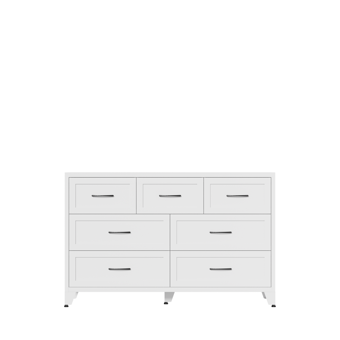 7-Drawer Dresser, Wide Low-Profile Storage Cabinet, White Metal Chest of Drawers for Bedroom, Living Room & Entryway image 12