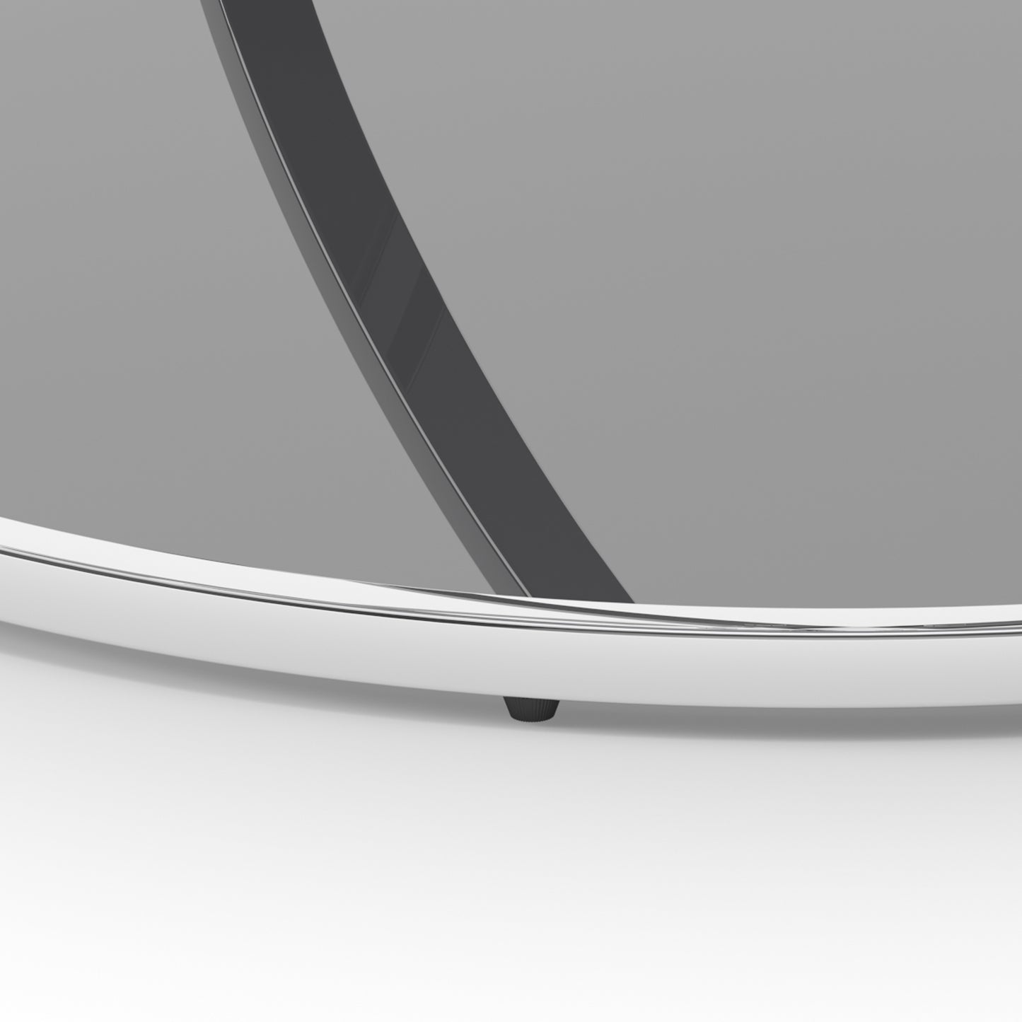 31.50'' Modern Glass Coffee Table with 2 Tiers, Ring-Shaped Frames, Chrome Finish and Gray Tempered Glass, Round Coffee Table for Living Room, Bedroom and Office, Silver image 10