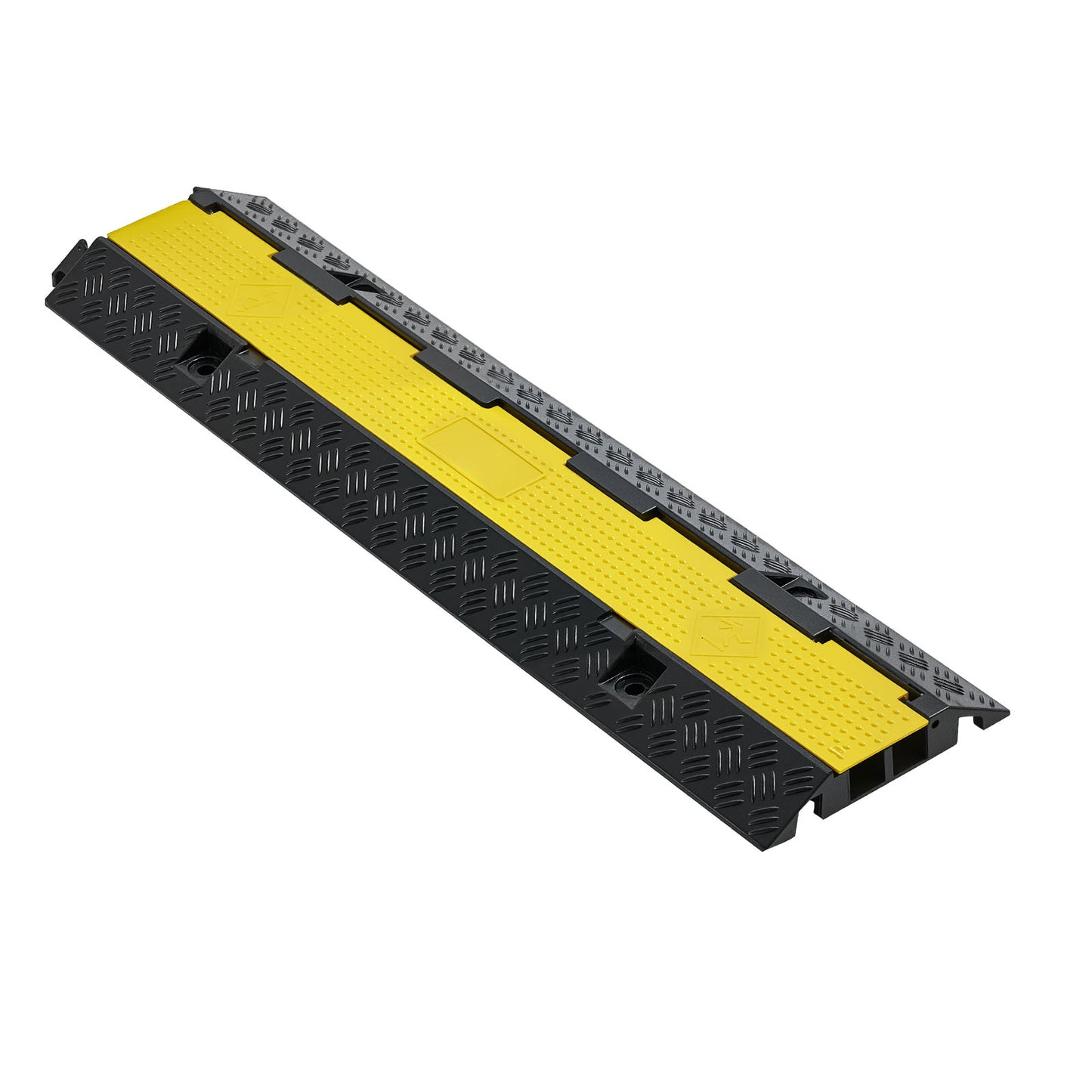 Cable Protector Ramp, 22,000 lbs/axle Capacity, 2 Channel Heavy Duty Rubber Cord Hose Wire Cover, 1.3 x 1.2 in Channel, Traffic Speed Bump with Flip-Open Top Cover, for Indoor Outdoor, 1 Pack image 12