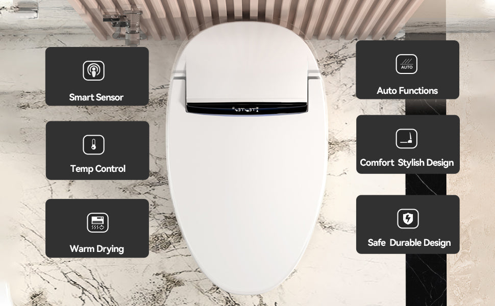 Smart Toilets with Heated Bidet Seat.Portable toilet with bidet built.Intelligent Toilet Auto Open/Close Seat. Bidet toilet with Dryer and Warm Water image 12