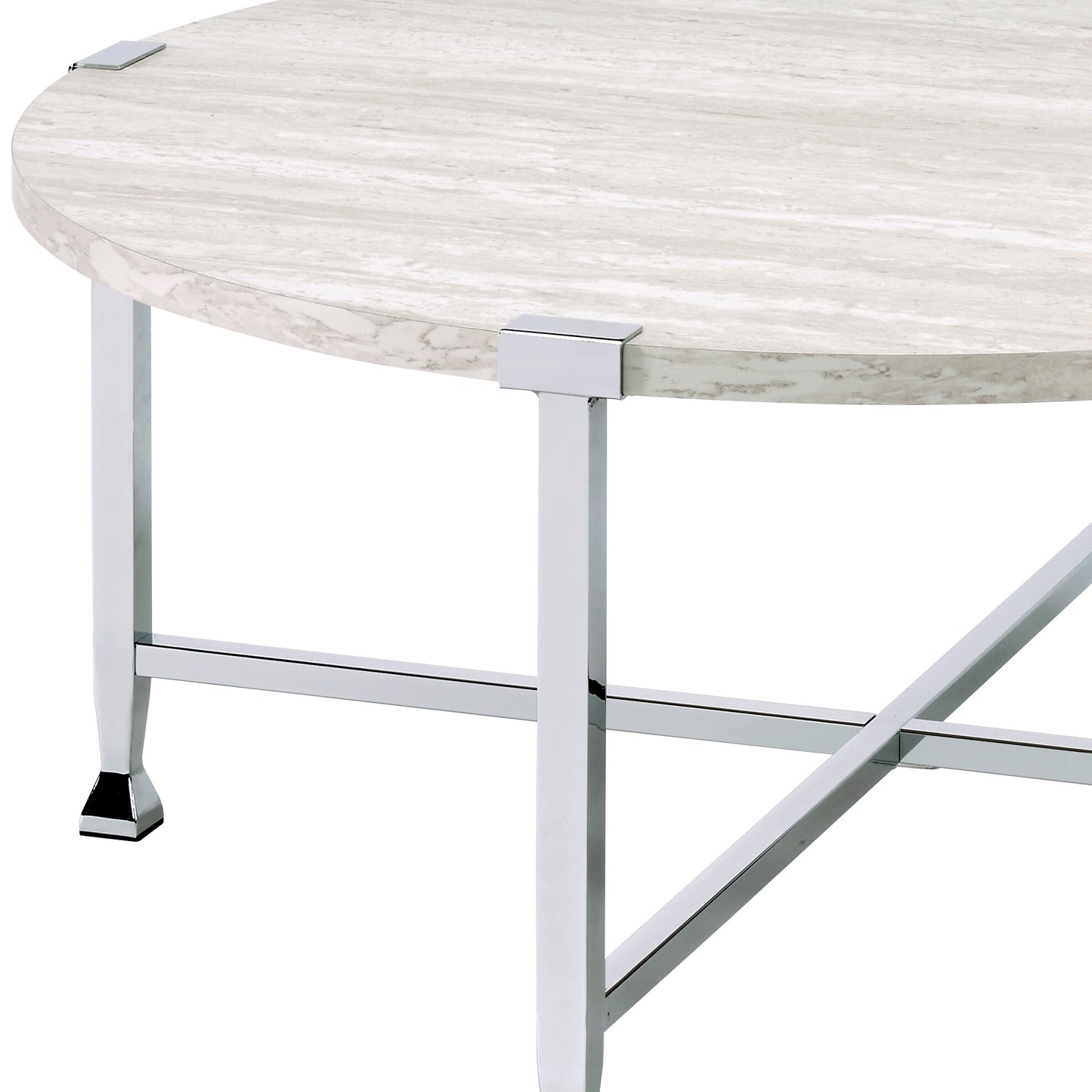 Brecon White Oak & Chrome Finish Coffee Table image 5
