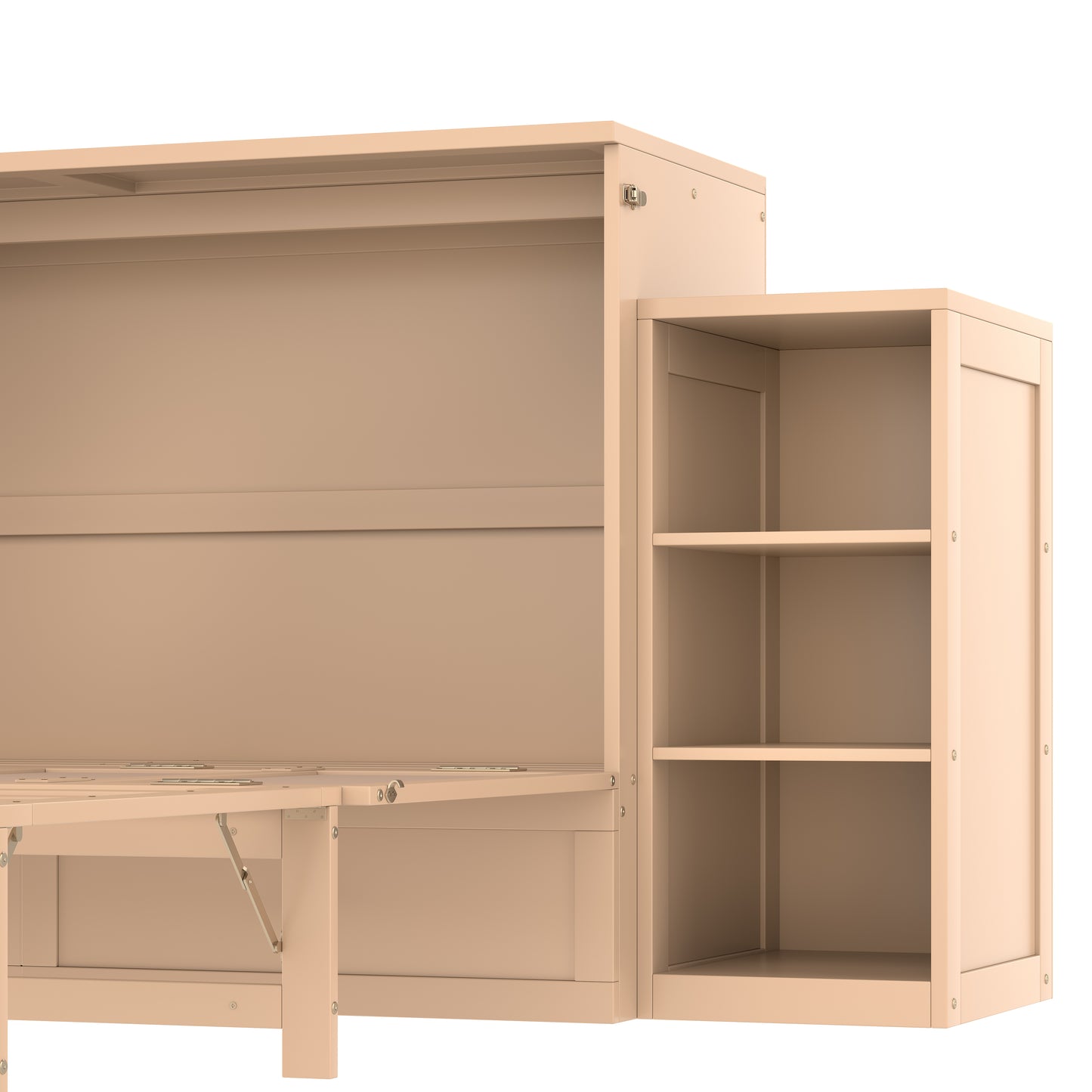 Queen size Murphy bed with spacious storage drawers and shelves, Ideal for guest rooms or compact bedrooms,Golden image 12