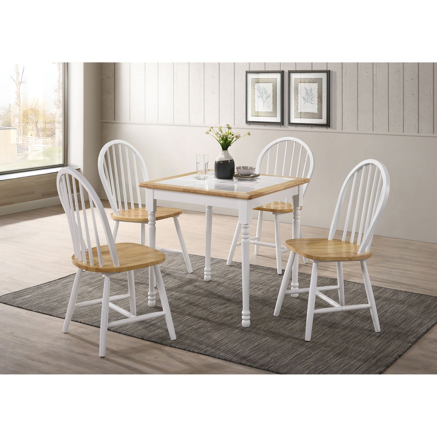 Natural Brown and White Spindle Back Side Chairs (Set of 4) image 12