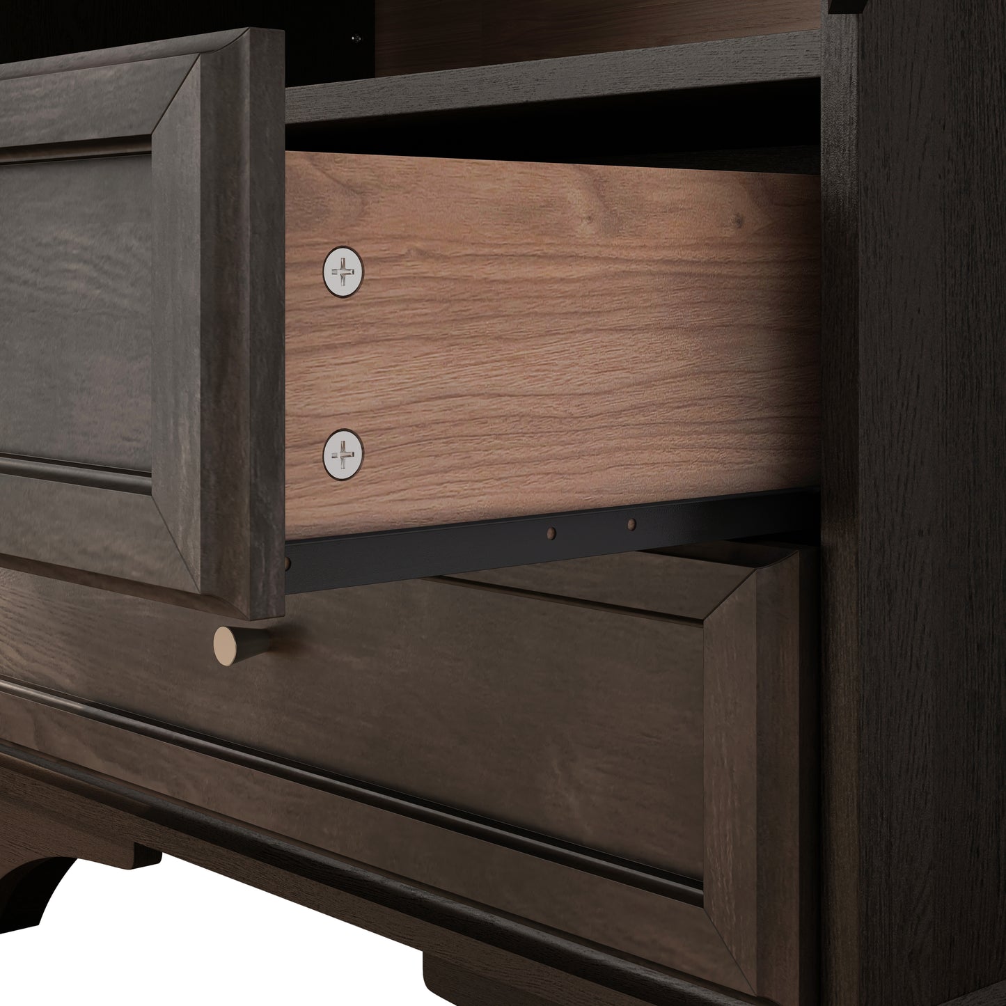 52.17"H Glass Door Display Case Storage Cabinet with 2 Drawers and Adjustable Shelf, Spacious Storage Solutions, Curio Cabinet for Living Room, Bedroom, Kitchen and Office, Brown image 12