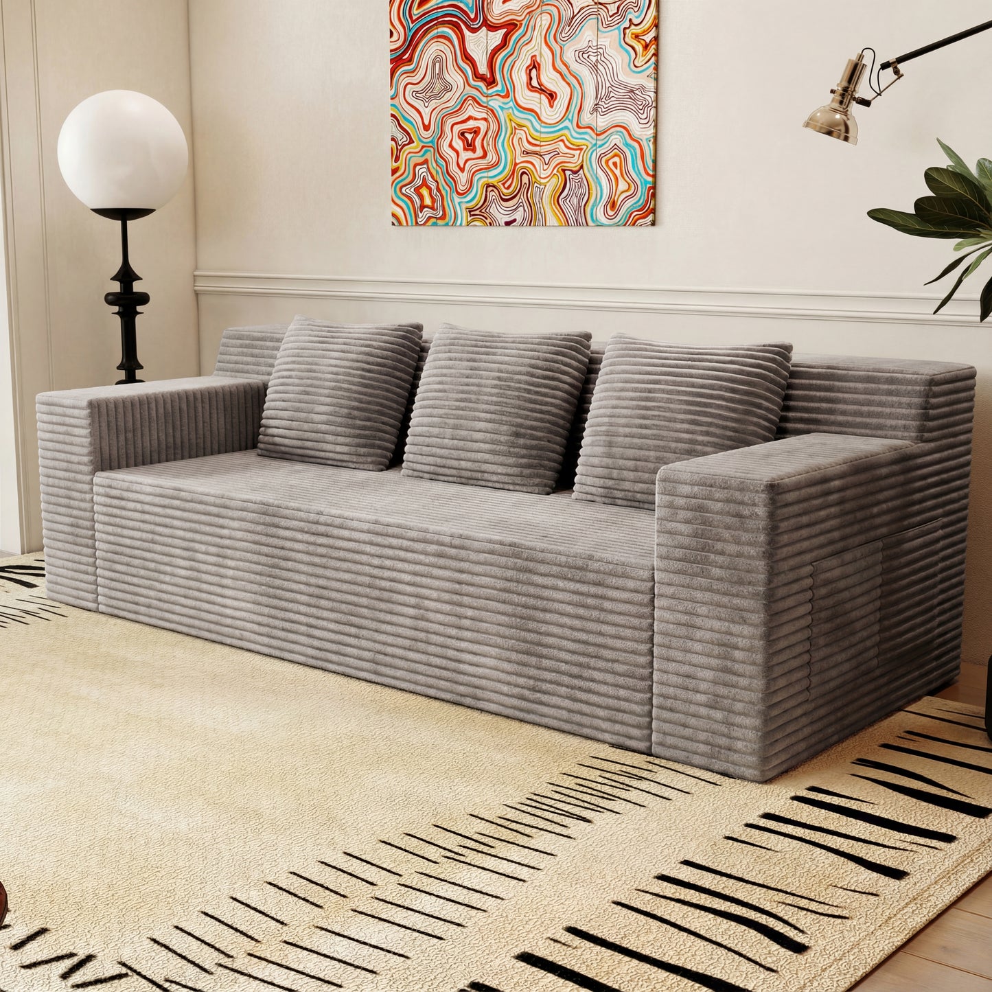 71" 3Setaser Sofa,Corduroy Fabric,Deep Seat Couches,Comfy Loveseat Sofa,No Assembly,1pcs for Living room, Bedroom,Conference room,Apartment image 3