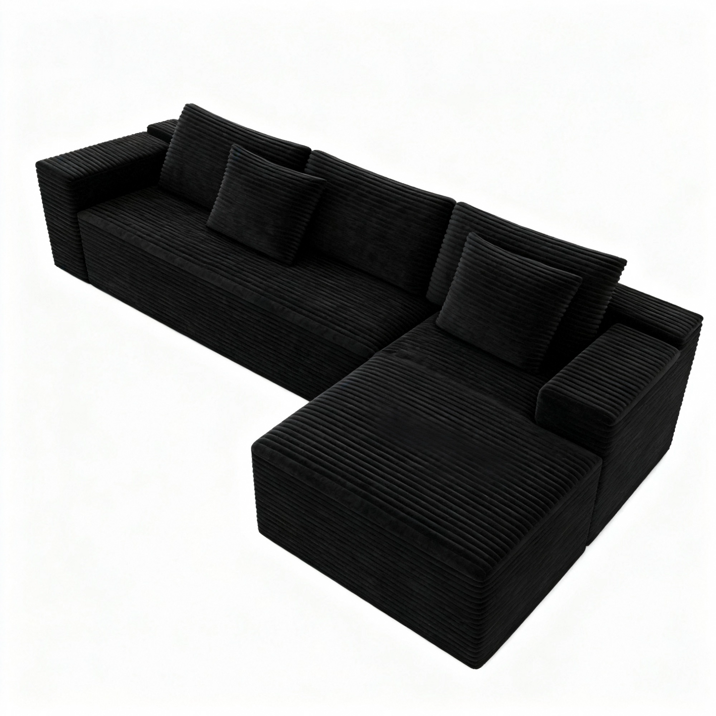 104.3*68.9"Modular sectional sofa seat,Upholstered compressed couch for living room,Bedroom,Apartment,No assembly required,2PC free combination,Plush corduroy fabric,BLACK image 11