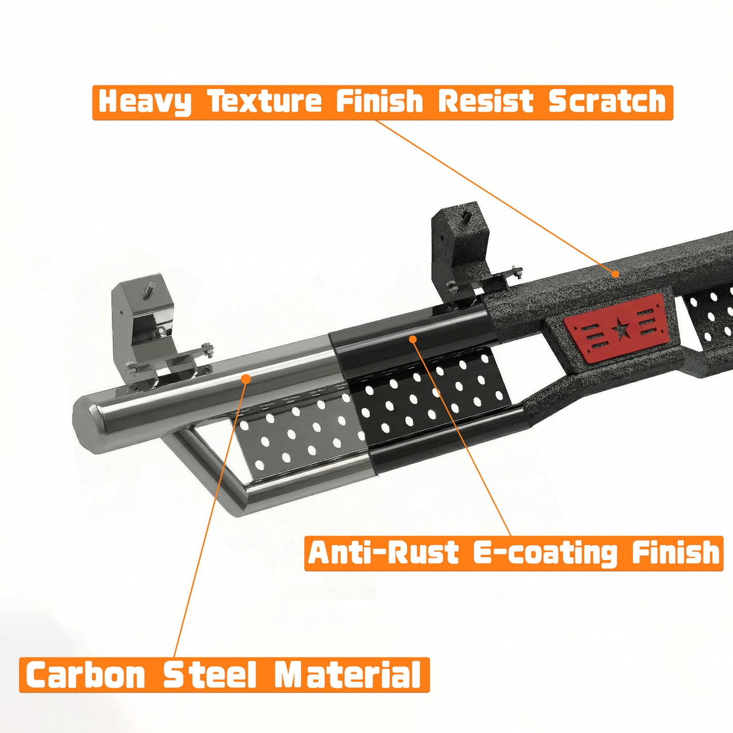 Running Boards with Two Stairs Design All-Steel Build, Bolt-on Side Steps Compatible with 2018-2026 Jeep Wrangler JL 4 Doors, Black Powder Coated Nerf Bar, Hexagonal Pipe Design. image 9