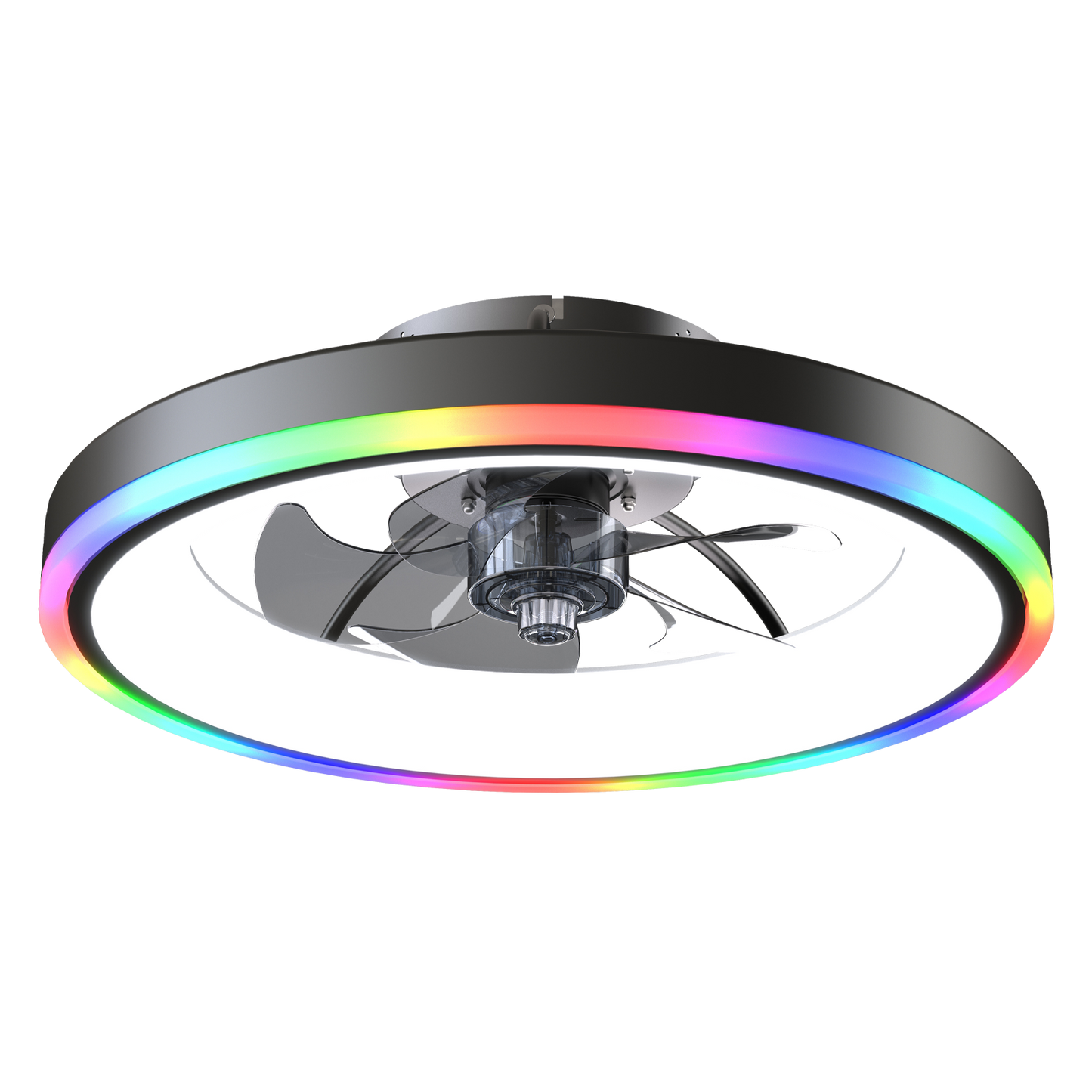 19.7" Modern RGB Ceiling Fan with Lights, Flush Mount Low Profile Fan with Remote & APP, 6-Speed Reversible Silent DC Motor, Dimmable 3000-6500K LED for Bedroom, Black image 10