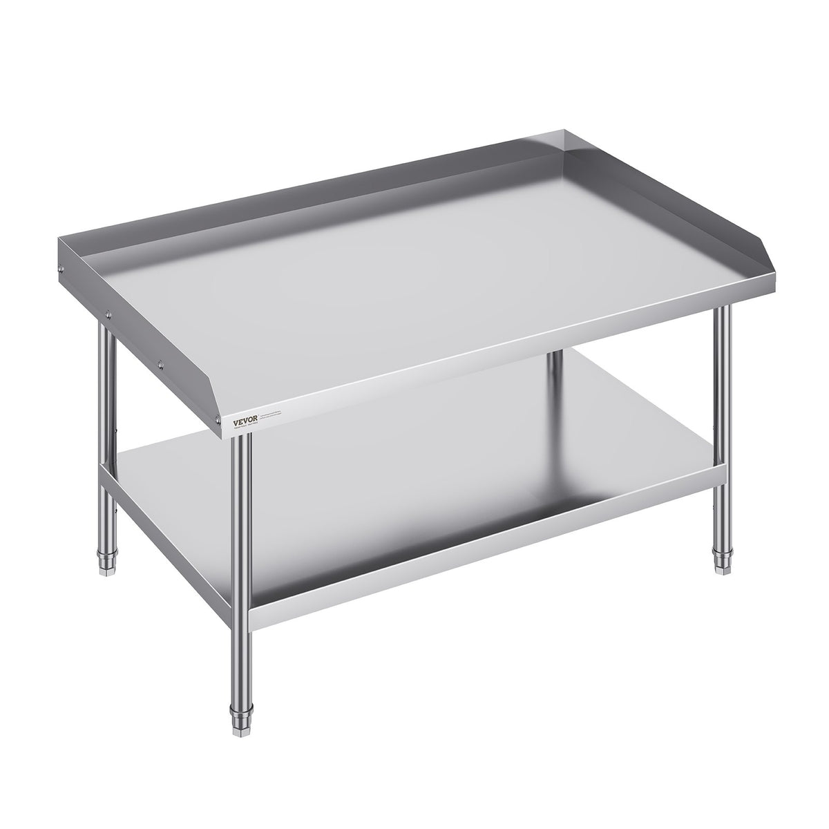 VEVOR 30 x 48 x 26 inch stainless steel work table with three-sided backsplash