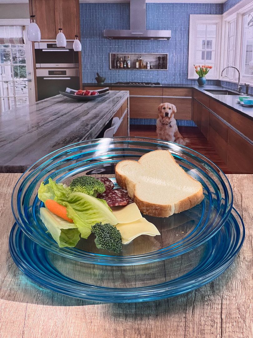 Designer Swirl 12" Acrylic Dinner Plates Set of 4, Blue Plastic Plates Reusable, Unbreakable Kitchen Plates for All Occa image 5