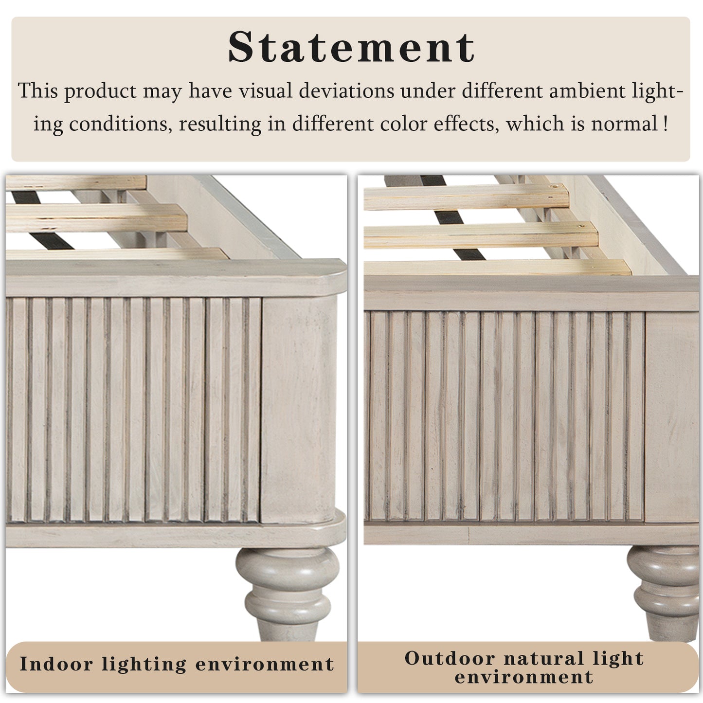 King Size Solid Wood Bed Accessories Package, Including Parts 2, 3, 4, 5, 6, 7, 10, 11, 12, 13, and Hardware, Beige image 5