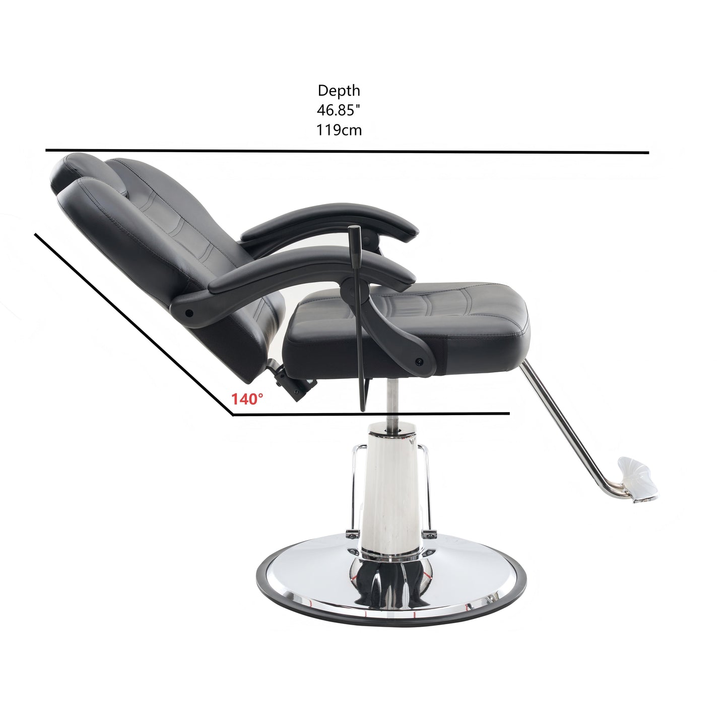 90°-150° Reclining Barber Chairs for Barbershop, Heavy Duty Hydraulic Pump 360°Swivel Salon Chair for Hair Stylist -Black image 12