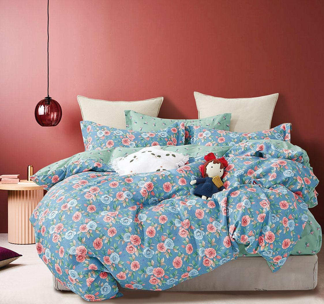 Donau Blue Rose 100% Cotton Reversible Comforter Set image 4
