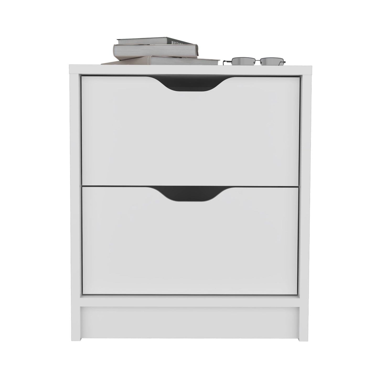 Double Drawer Nightstand 19"H, Bedside Table, White image 7