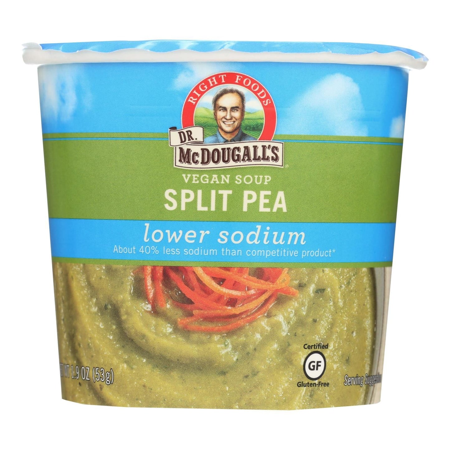 Dr. Mcdougall's Vegan Split Pea Lower Sodium Soup Cup - Case Of 6 - 1.9 Oz. image 1