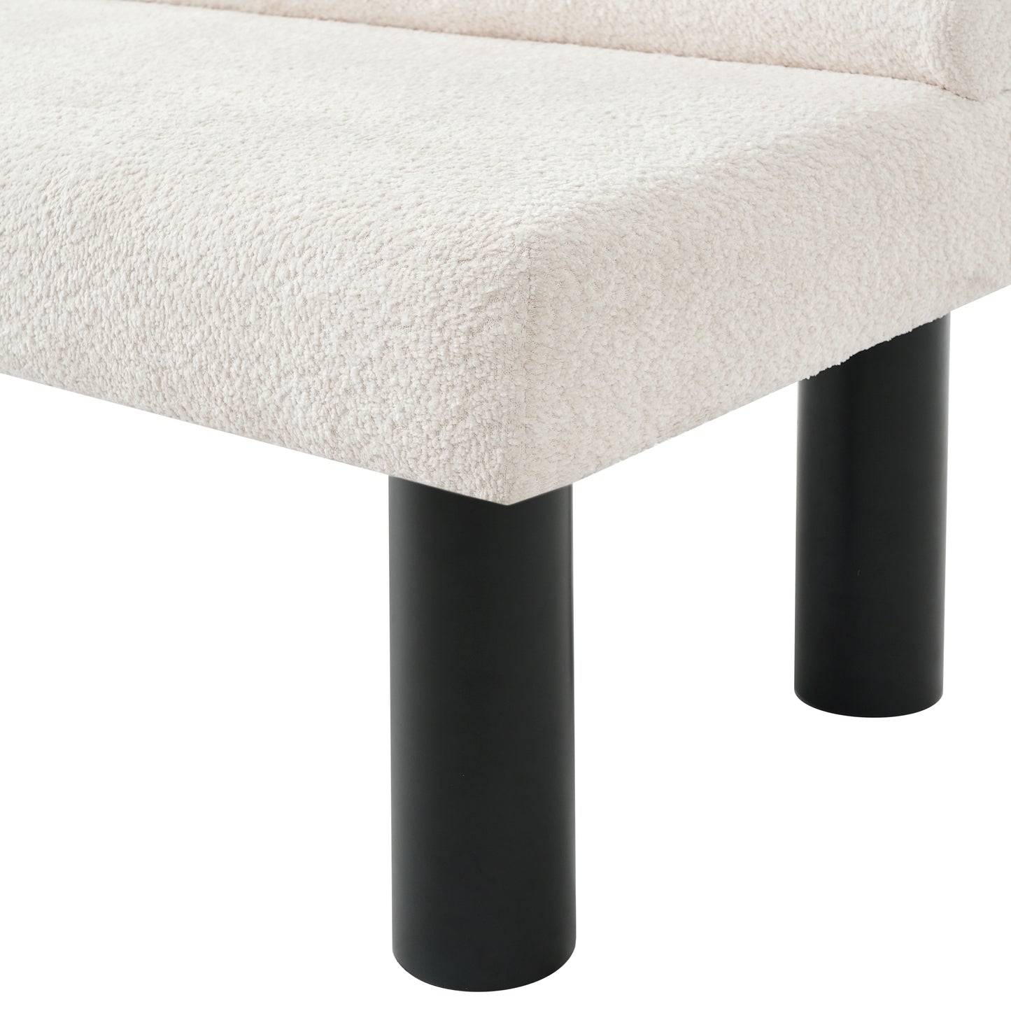 Upholstered Dining Bench, End of Bed, Entryway Bench, Ottoman for Dining Room, Bedroom, Living Room, Rubber Wood Leg 300 LBS Support, Beige image 12