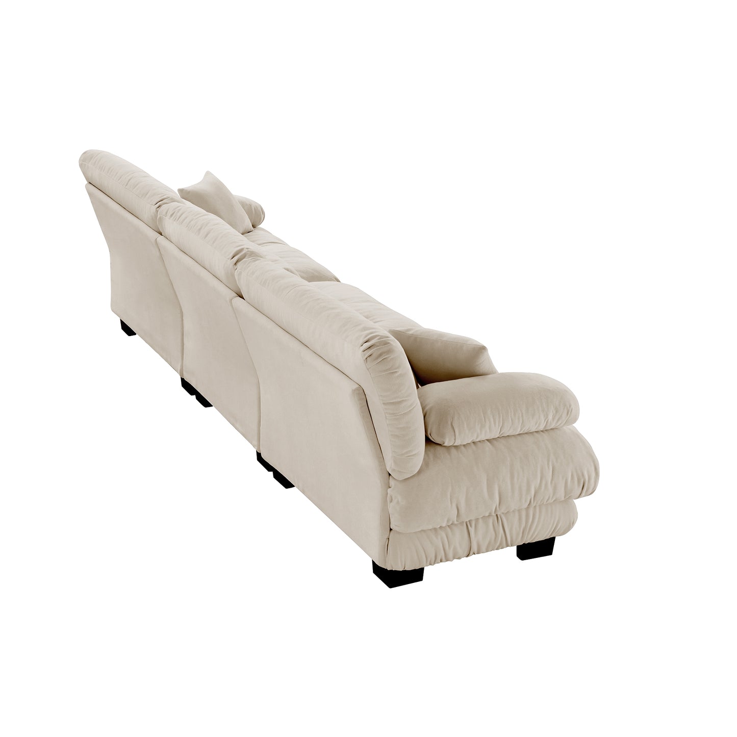 3-Seater Sectional Sofa Modular Deep Seat Sofa Couch, Chenille Sofa Soft Comfy Upholstered Furniture for Living Room, Apartment, Studio, Office,Chenille Light coffee image 12