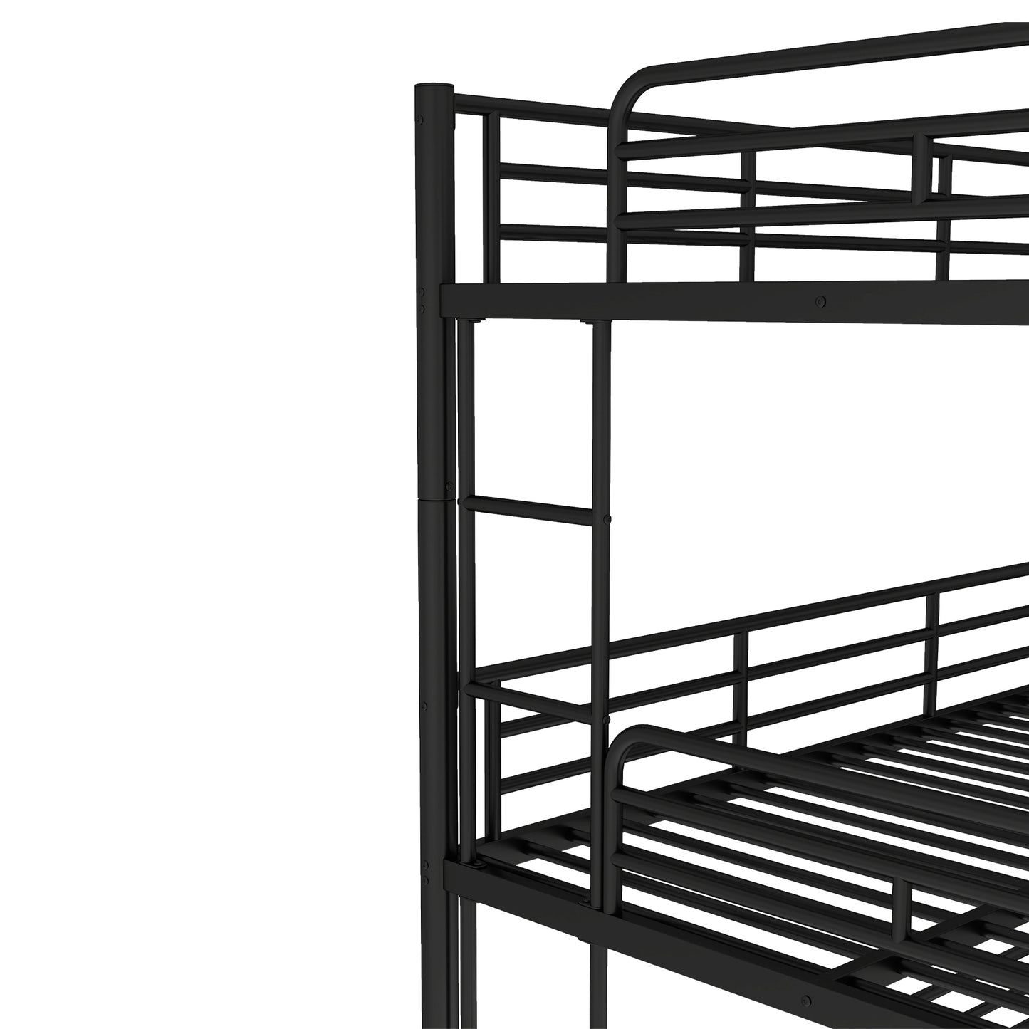 Full over Full over Full Bunk Bed, Metal Triple Bunk Bed with Safety Guardrails, Heavy-duty Bunk Bed with Noise-reduced Design, Black image 12