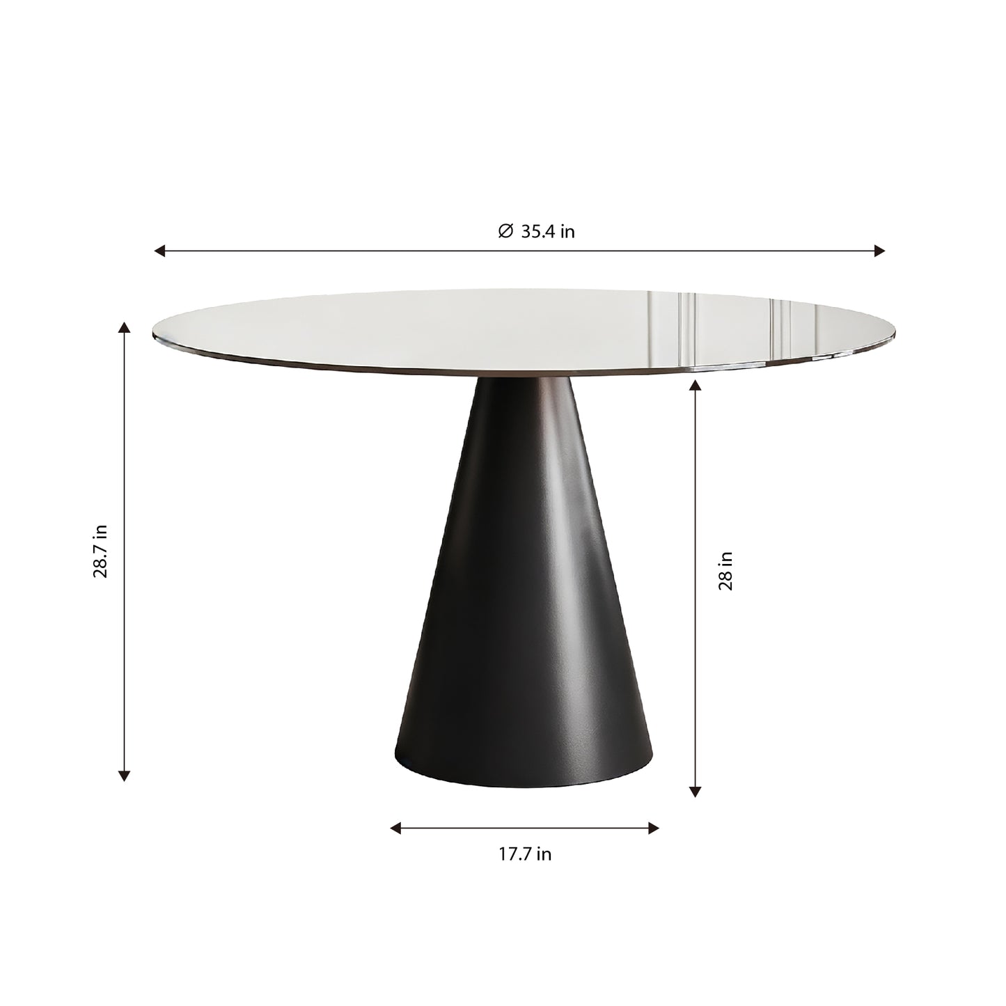 35-inch round glass dining table, with tempered glass tabletop and carbon steel legs. Suitable for 2-4 people. Dark brown small round dining table, suitable for restaurants and apartments. (4 chair) image 9
