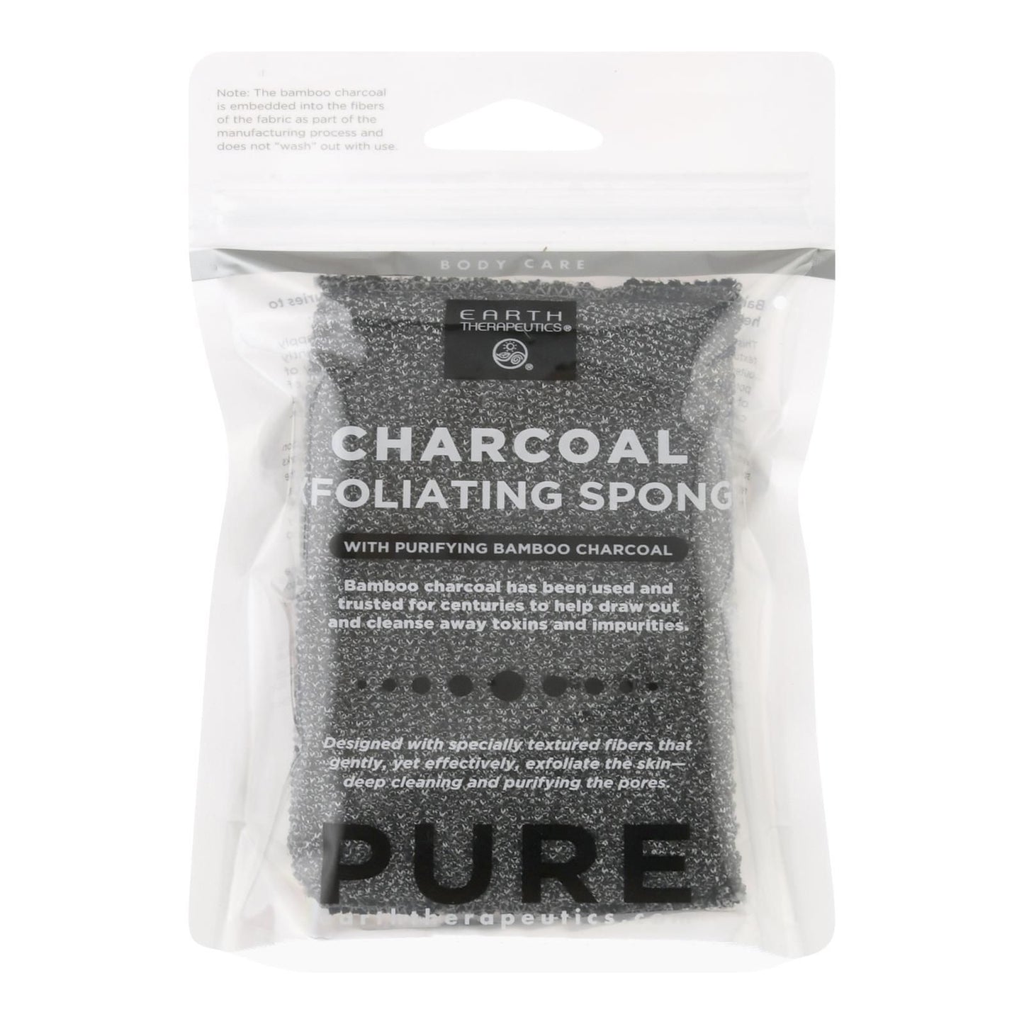 Earth Therapeutics Body Sponge - Purifying Vegetable - Medicinal Charcoal - 1 Count image 1
