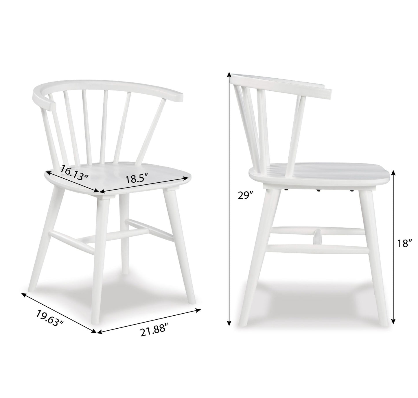Edo White Wood 5-Piece Dining Set, Trestle Dining Table with 4 Windsor Chairs image 15