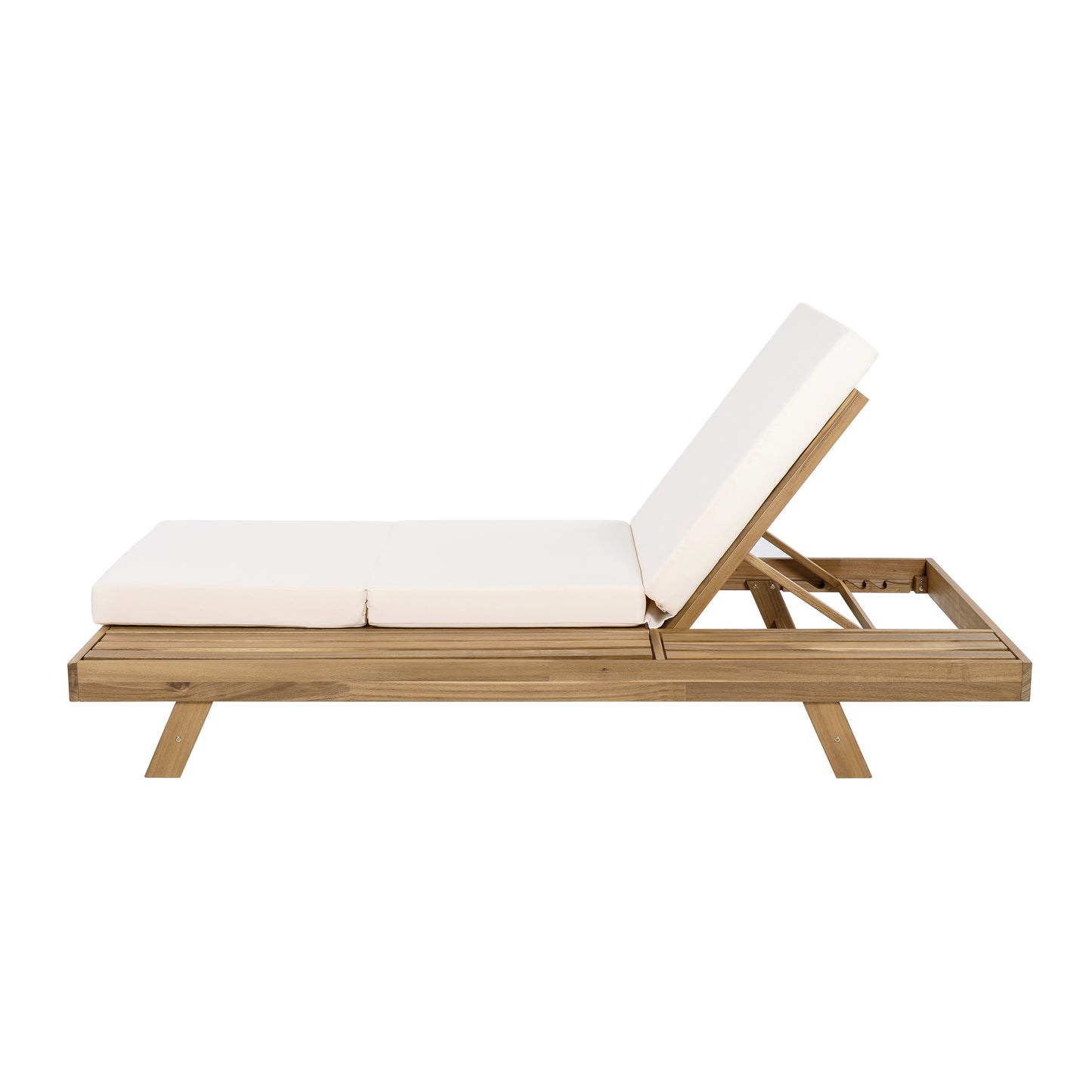 Lounge Chaise Set, Space Available On One Side, Acacia Solid Wood In light brown With Lounge Cushion (Cream & Triple Fold) – Matching Dark Grey Version Available image 12