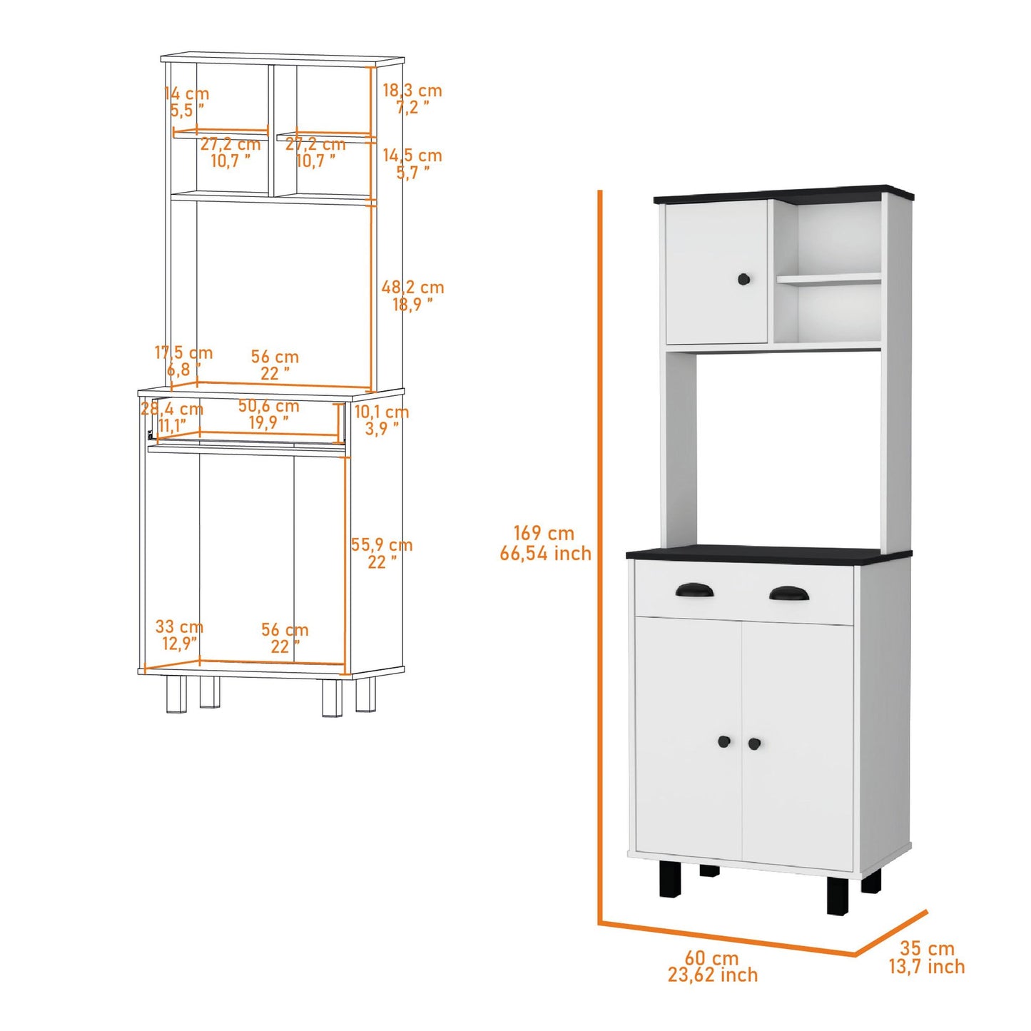 Emily White and Wengue 1-Drawer Kitchen Pantry image 6