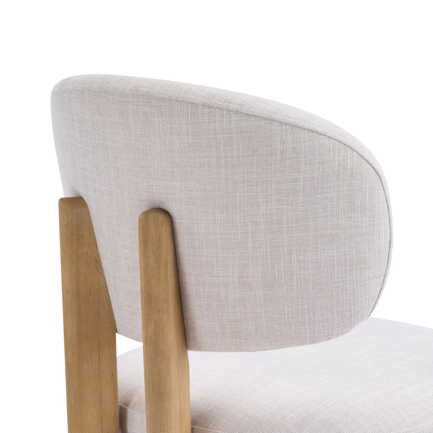 Beige Upholstered Scandinavian Natural Finished Frame Dining Chairs (Set of 2) image 12