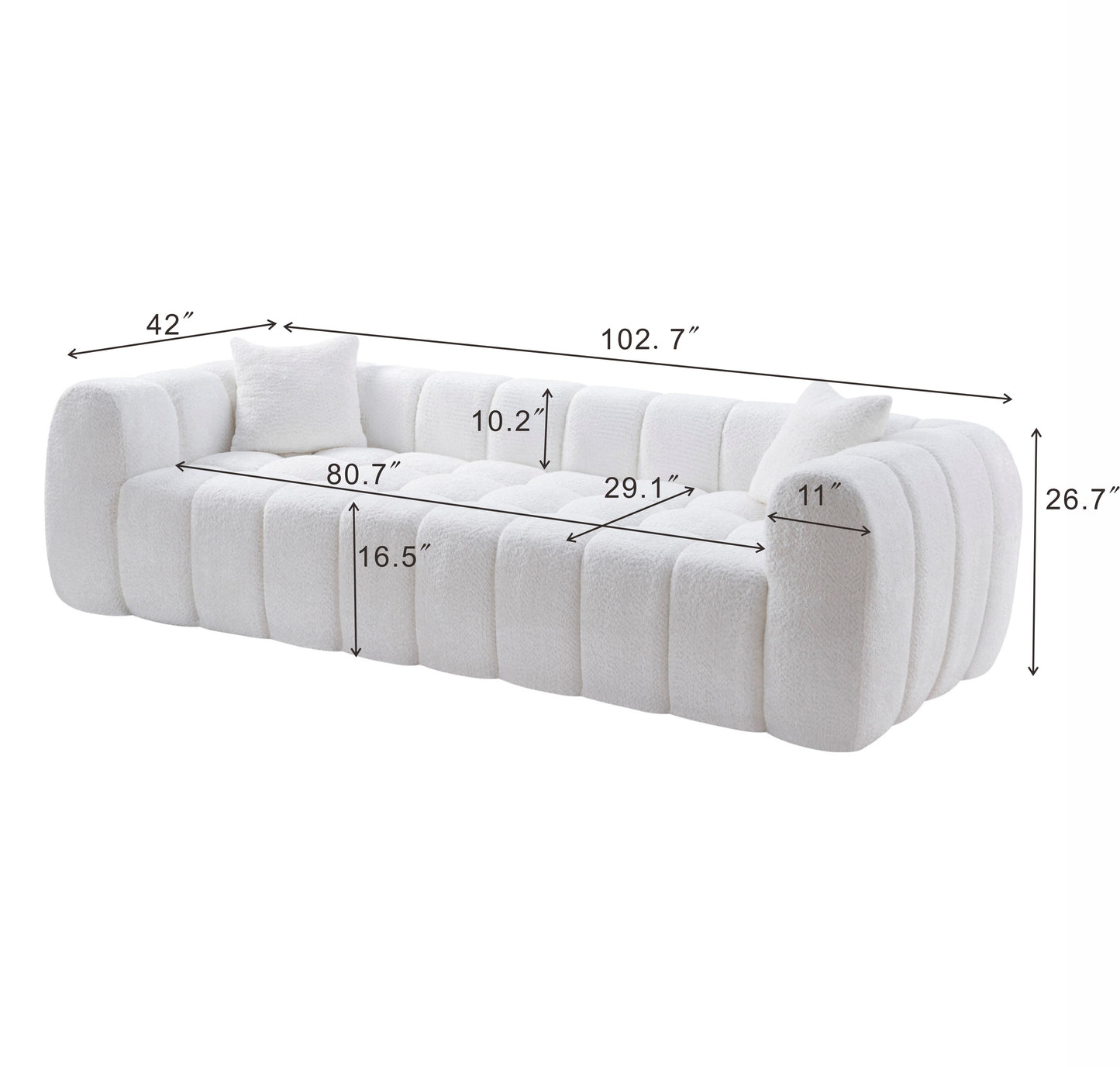 Marshmallow Cloud Compressed Sofa, 102.7" Oversized with Two Cushions, Modern Soft Boucle Sofa for Living Room, Apartment image 12