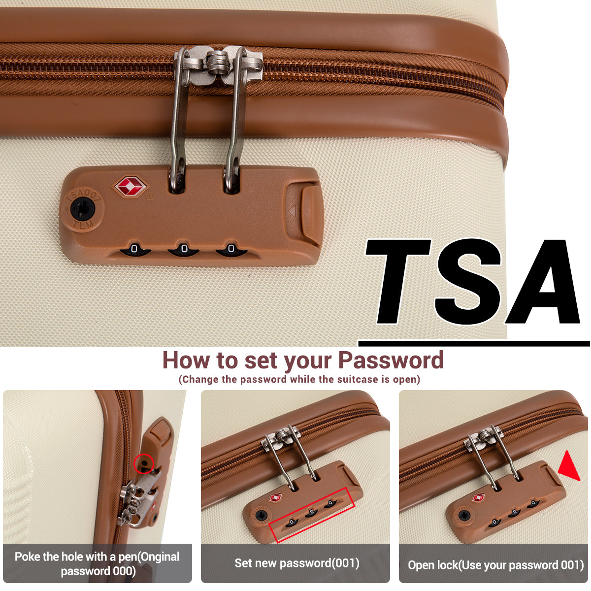 6 Piece Hardshell Luggage Set Hardside Lightweight Suitcase with TSA Lock Spinner Wheels WHITE image 5