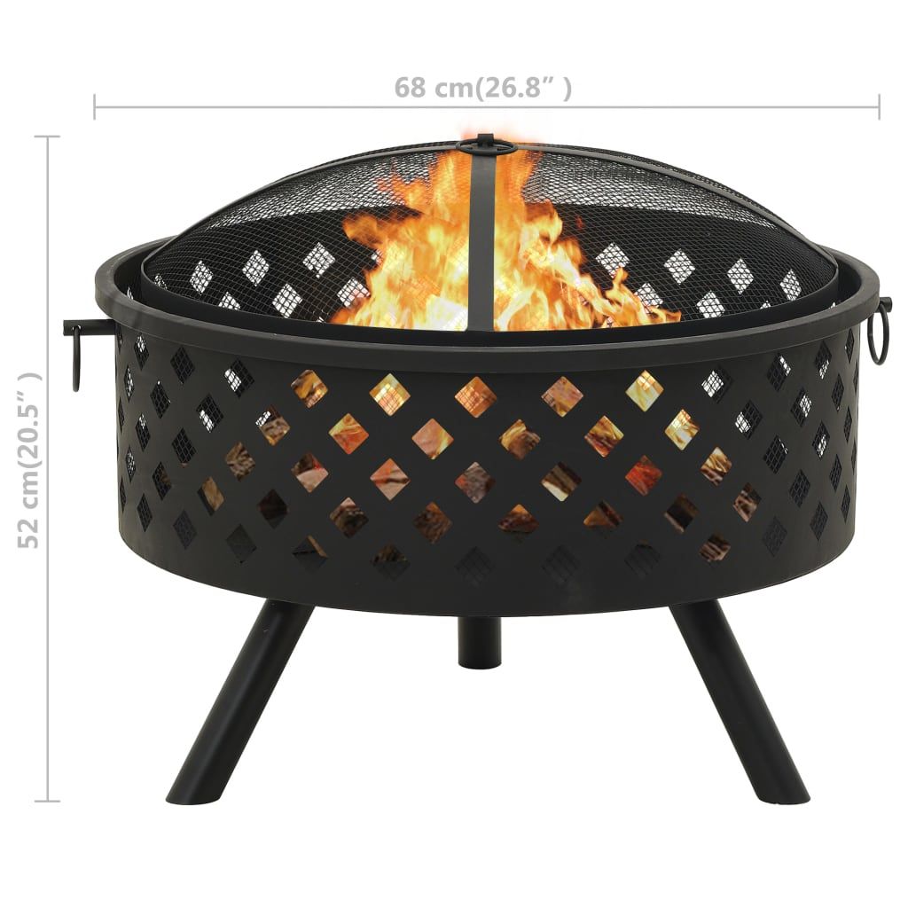 Fire Pit with Poker 26.8" XXL Steel image 8
