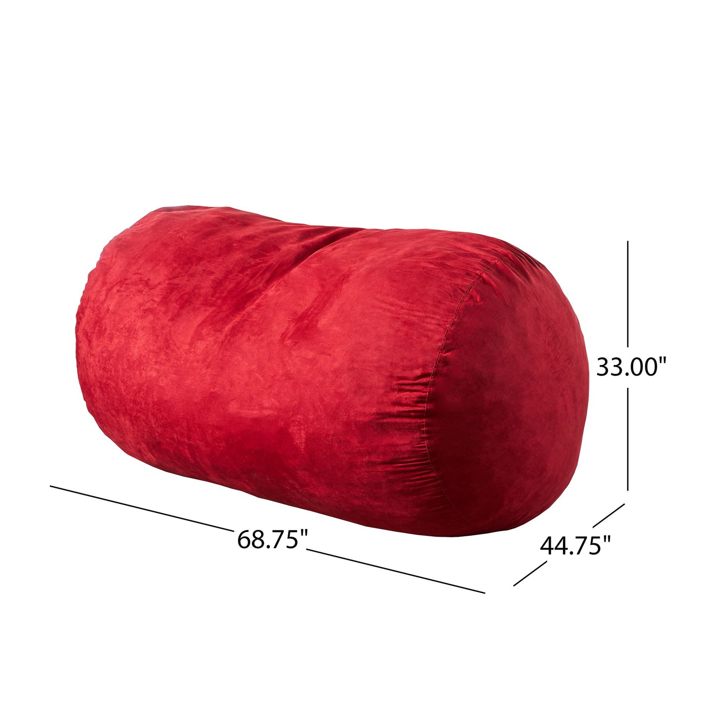 Firefly 6.5 Foot Suede Cylindrical Bean Bag, Red image 5