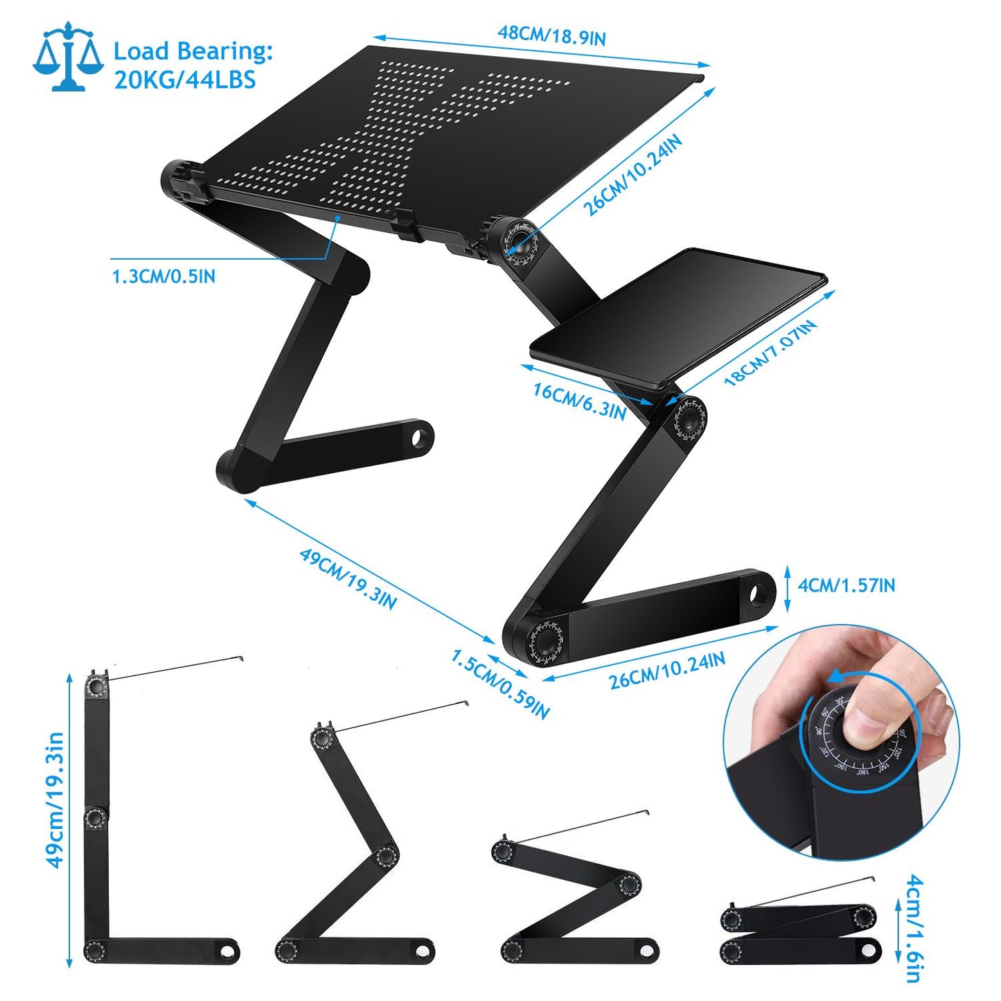 Foldable Laptop Table Bed Notebook Desk with Mouse Board Aluminum Alloy Breakfast Snacking Tray for Home Office Travel U image 11