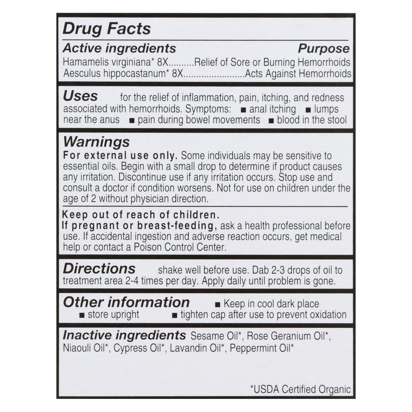 Forces Of Nature Hemorrhoid Control Extra Strength Certified Organic Medicine - 1 Each - 5 Ml image 3