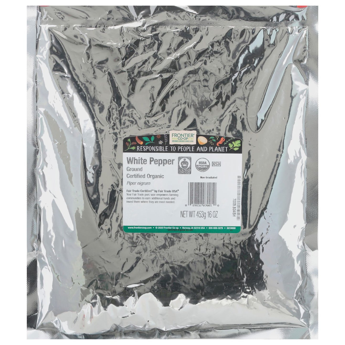 Frontier Herb Organic White Ground Pepper - Ft - 1 Lb. image 1