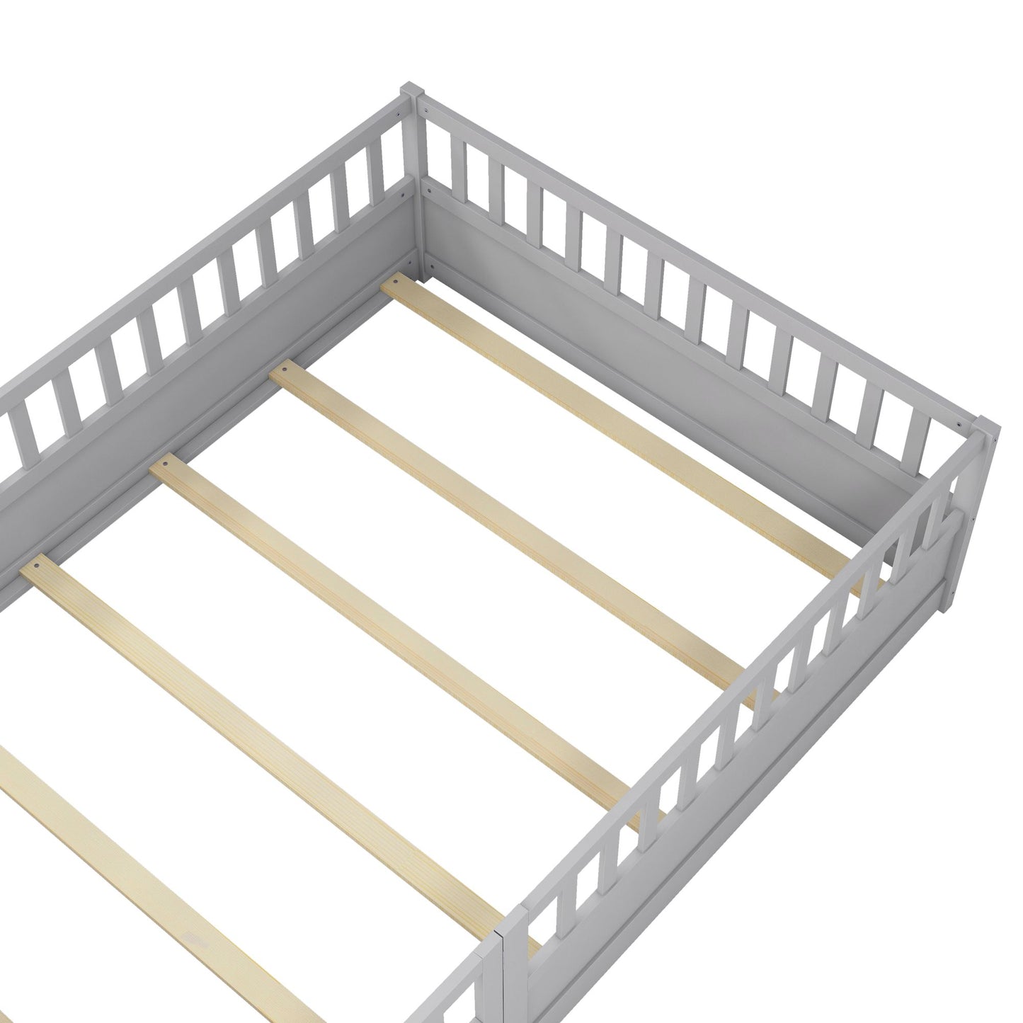 Full size Floor bed, integral construction with super high security barrier, door, children's floor bed frame, Montessor image 14