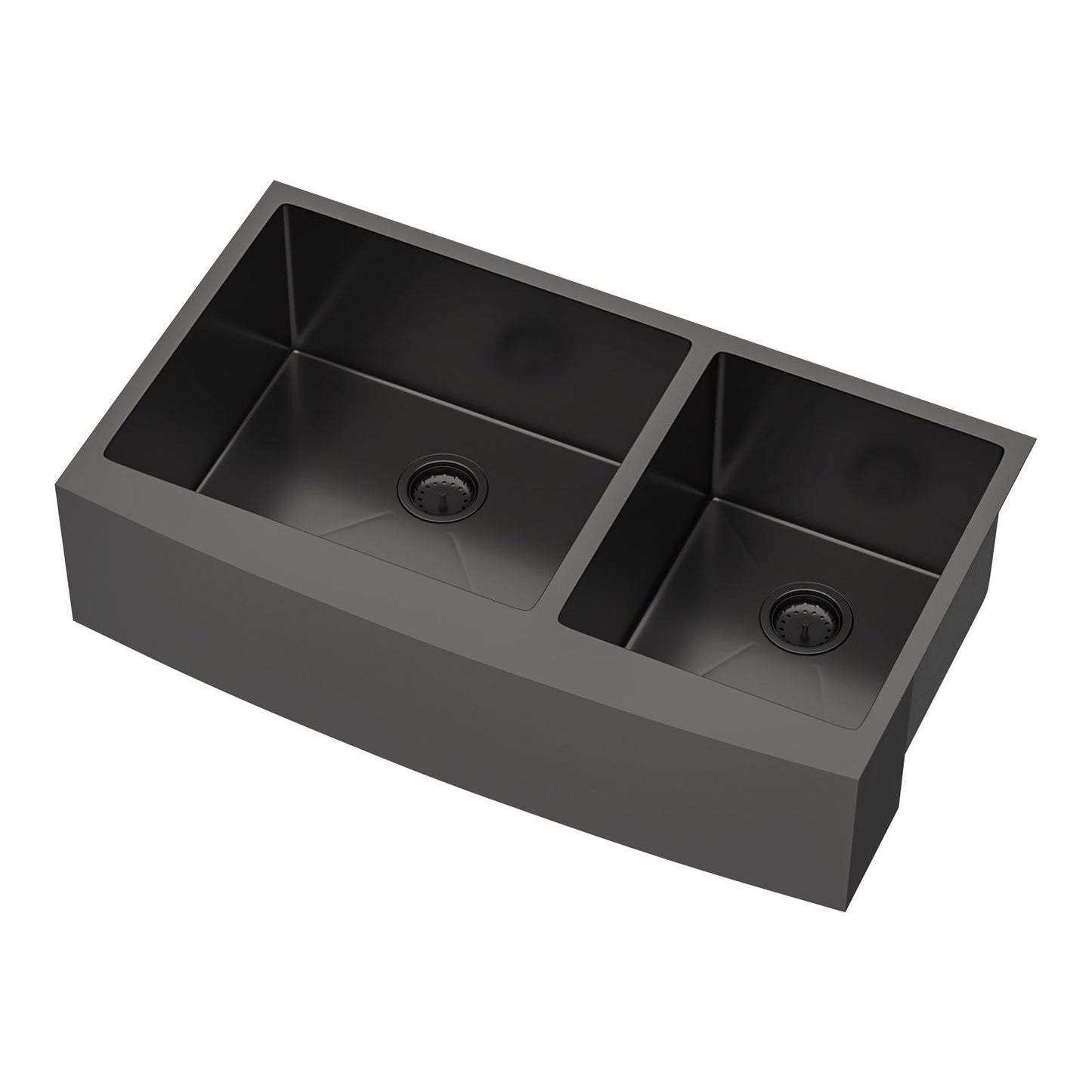 Gunmetal Black Double Bowl (60/40) Farmhouse Sink- 33"x21"x10"Stainless Steel Apron Front Kitchen Sink 16 Gauge with Two image 12