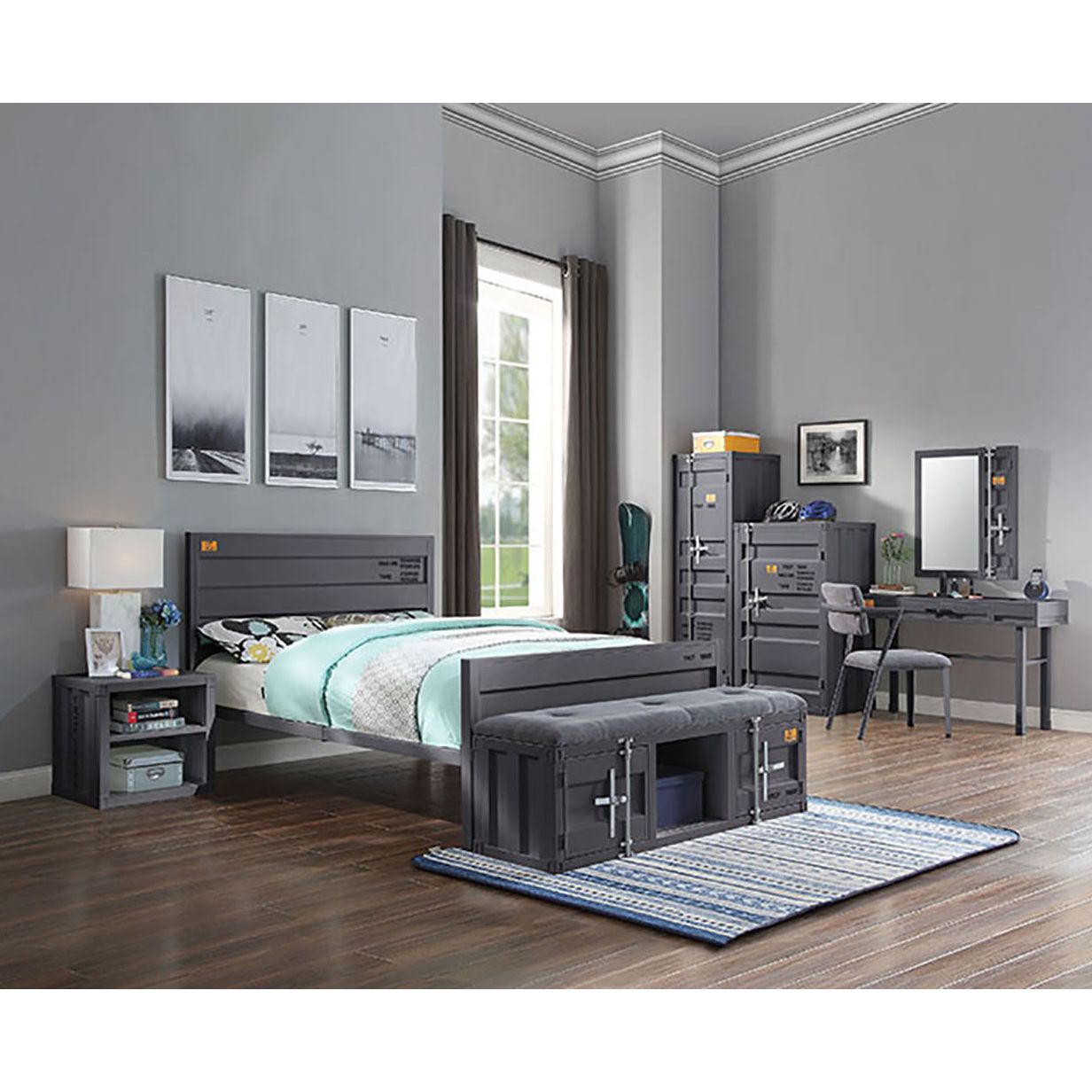 Gunmetal Twin Platform Bed image 5