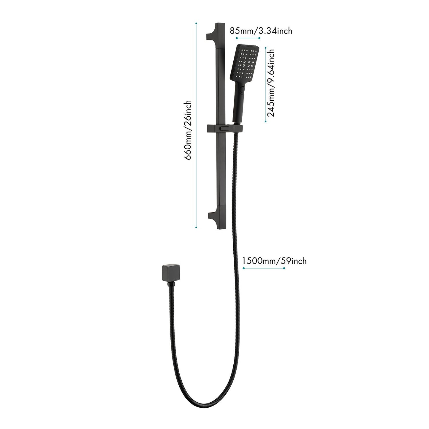 Handheld Shower with 28-Inch Slide Bar and 59-Inch Hose image 15