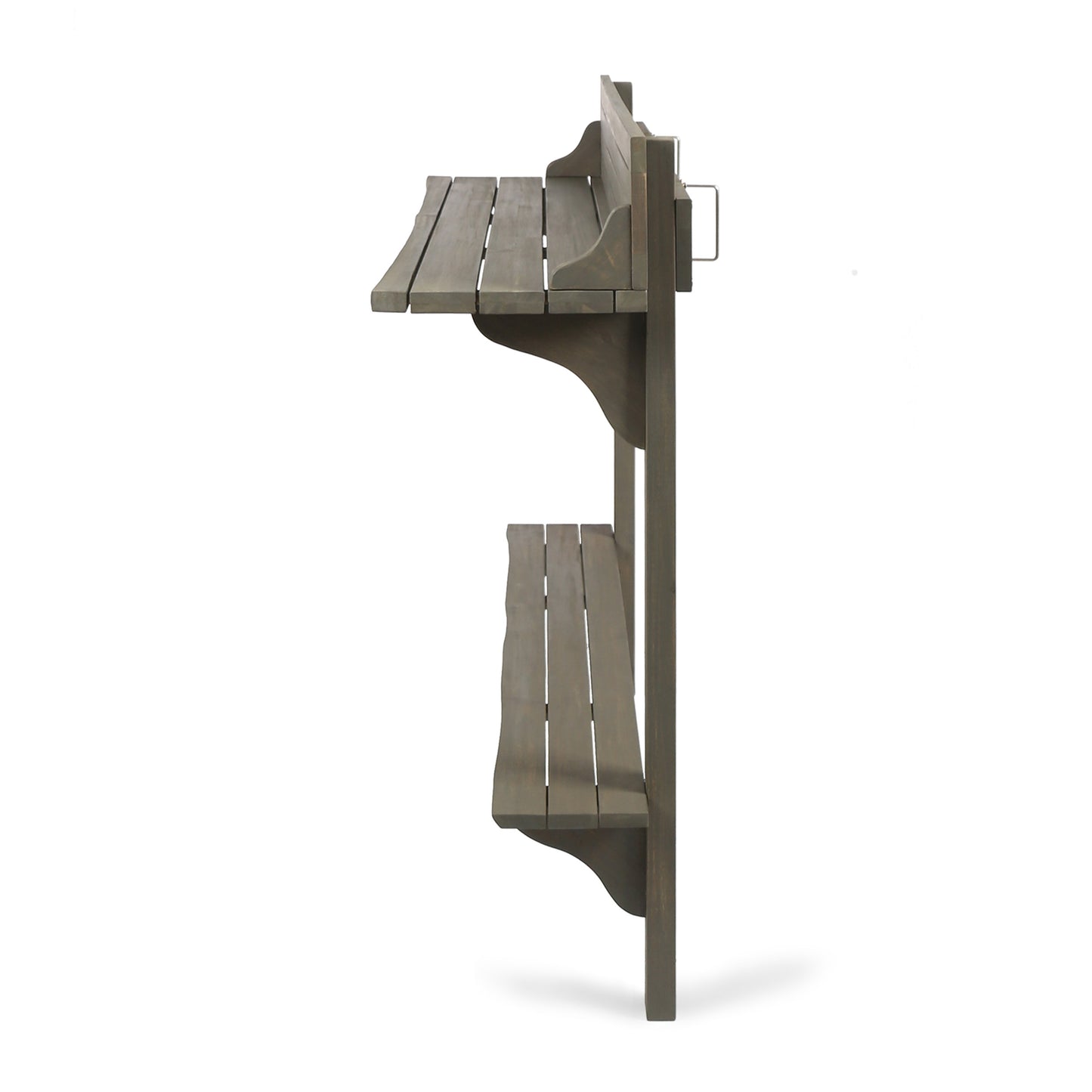 3-Piece Balcony Bar Set with Bottom Shelf Table and 2 Stools, Grey Finish image 12