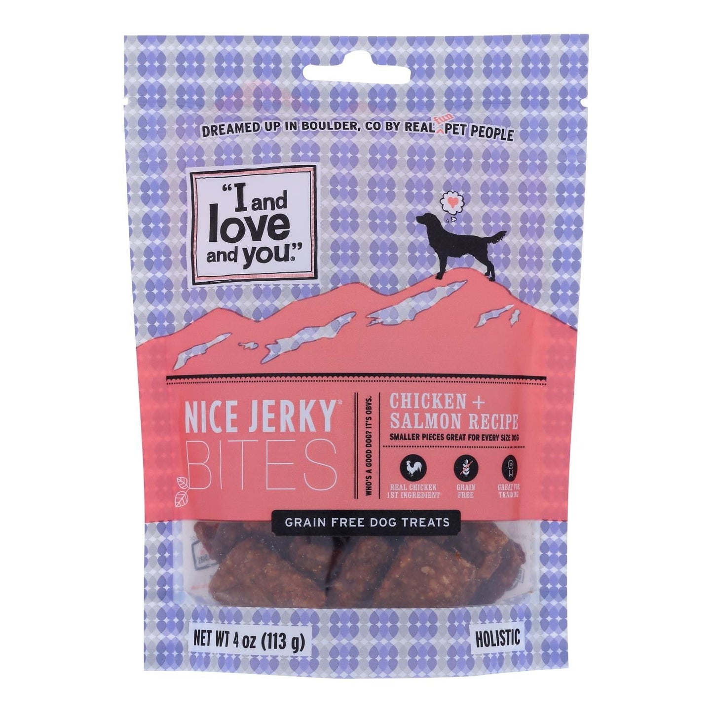 I And Love And You - Dog Treats Jrky Chkn&slmn - Case Of 6 - 4 Oz image 1