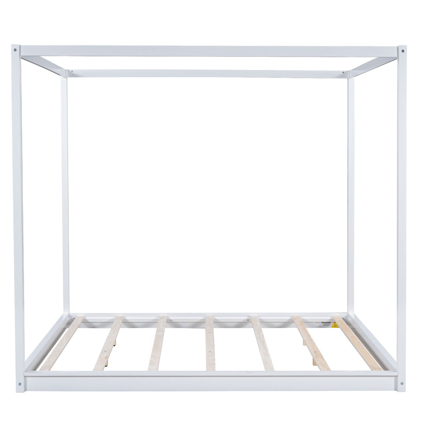 King Size Canopy Platform Bed with Support Legs,White image 15