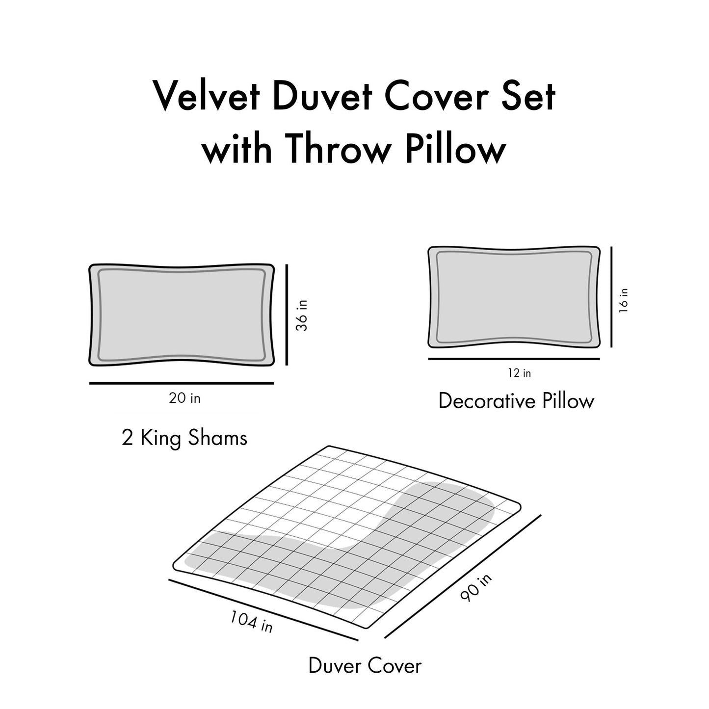 King/Cal King Velvet Duvet Cover Set with Throw Pillow image 18
